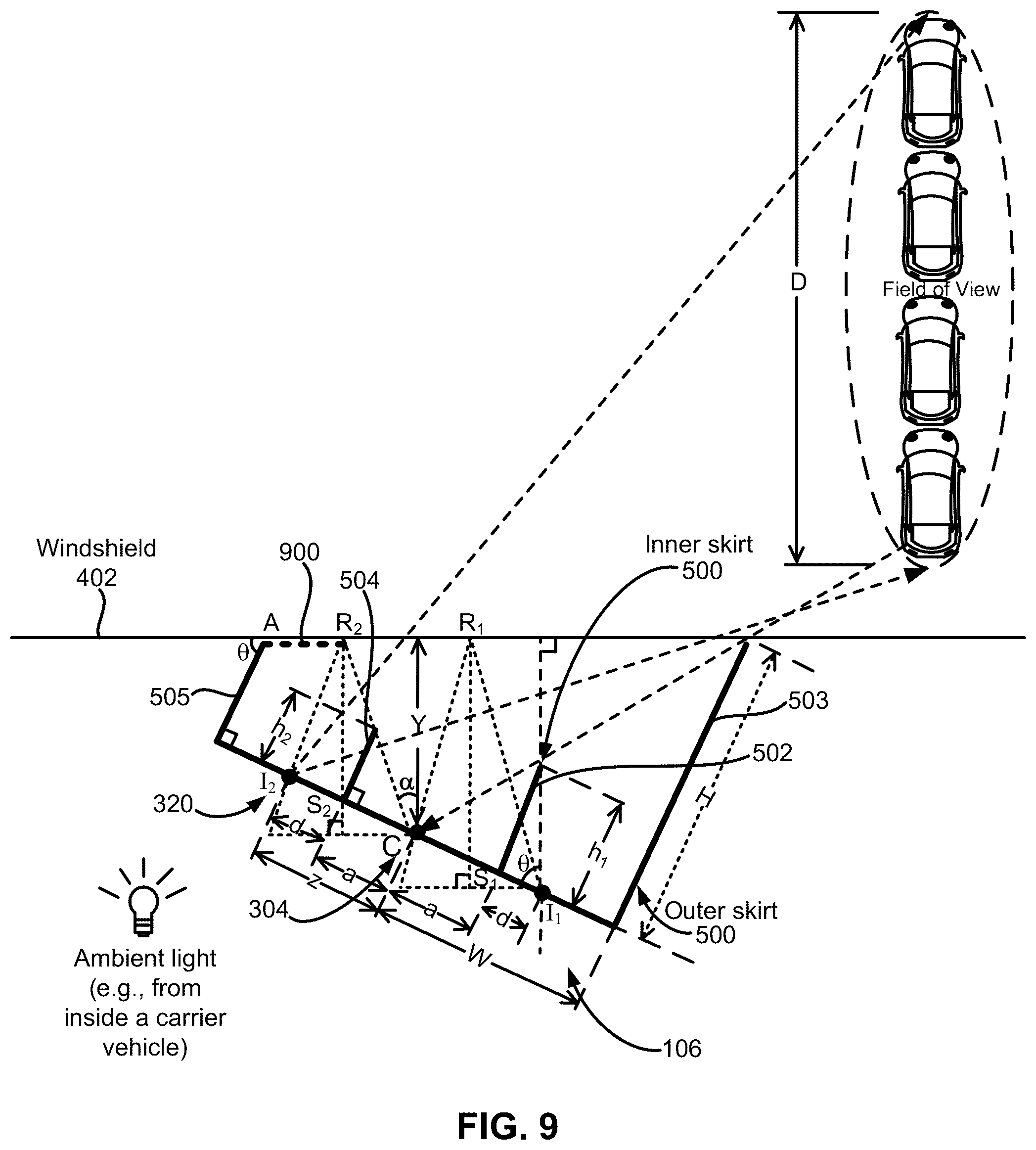 Patent US12316927 Figure 15 – Behind the windshield camera-based perception system for autonomous traffic violation detection
