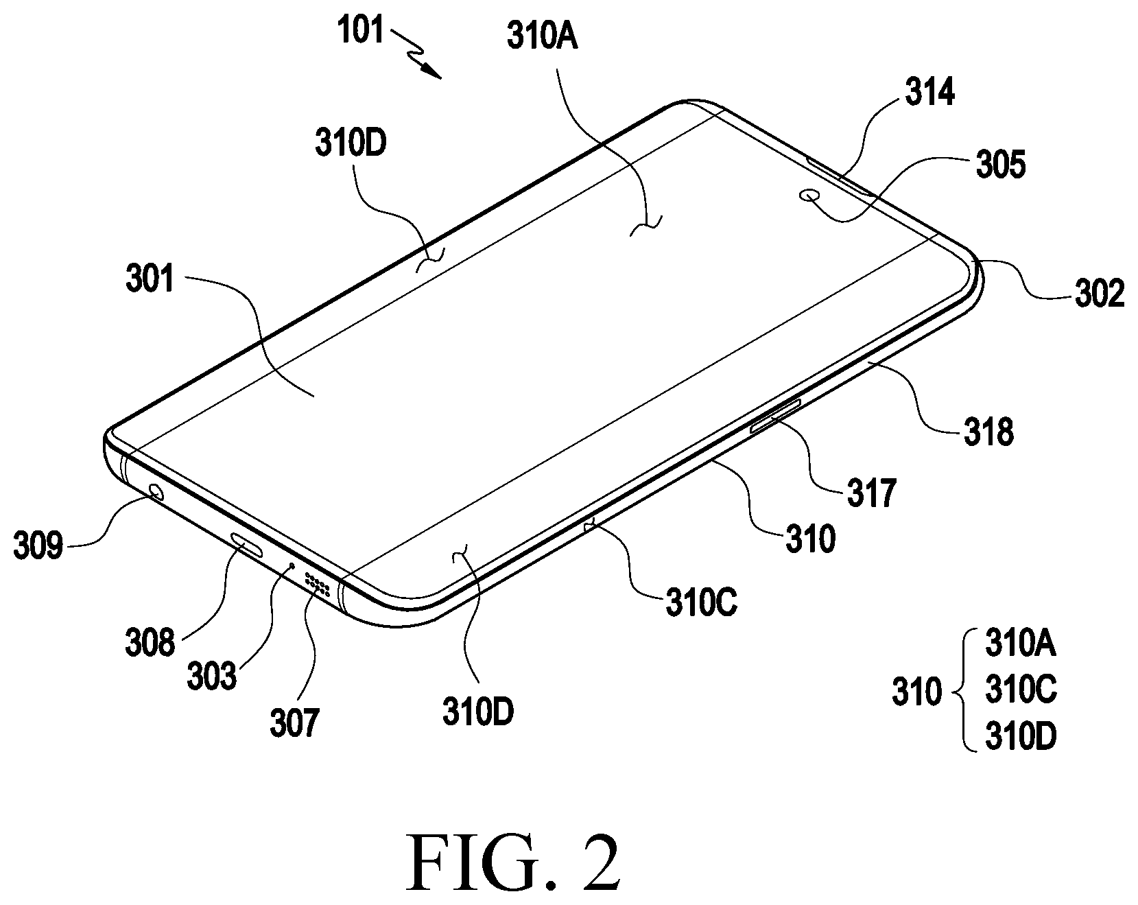 Patent US12316947 Figure 2 – Electronic device comprising antenna module disposed in camera module