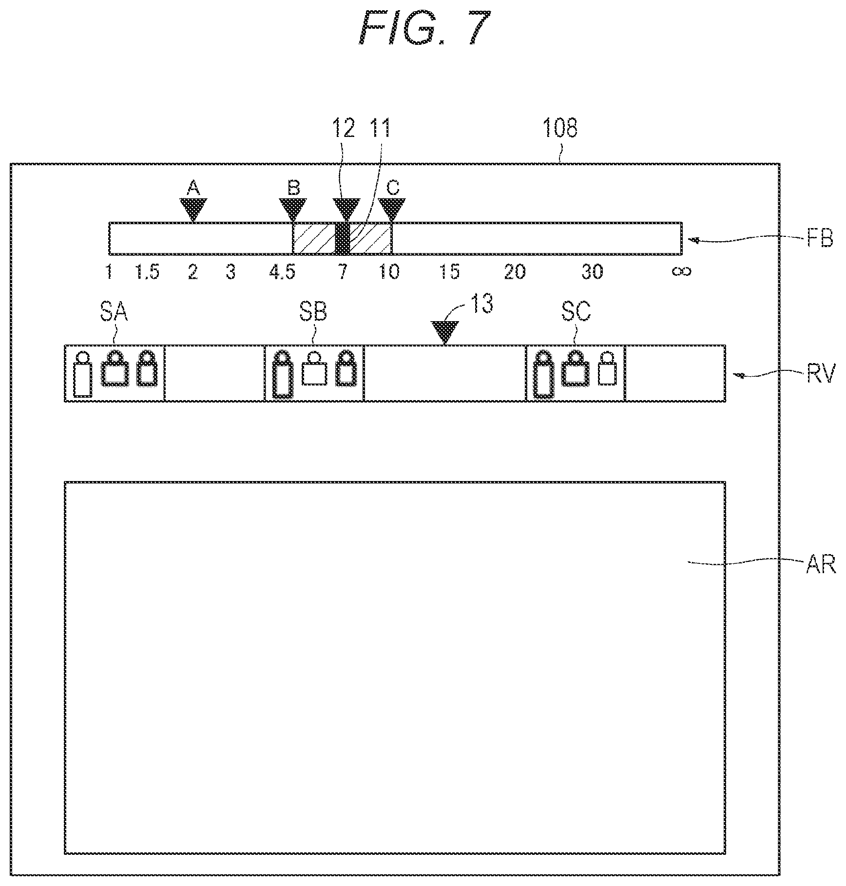Patent US12316953 Figure 7 – Imaging apparatus and method of controlling imaging apparatus to display focal length