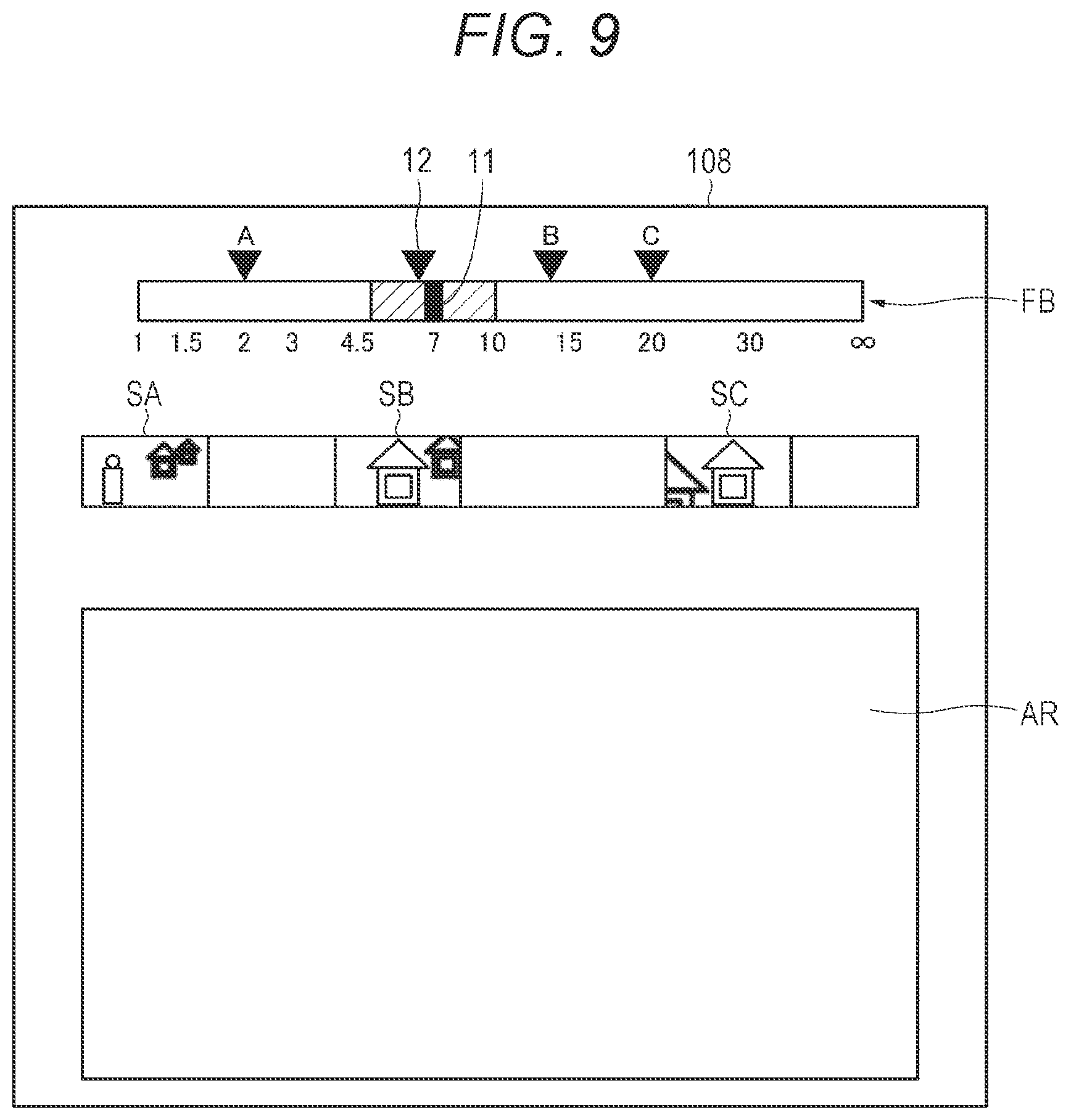 Patent US12316953 Figure 9 – Imaging apparatus and method of controlling imaging apparatus to display focal length