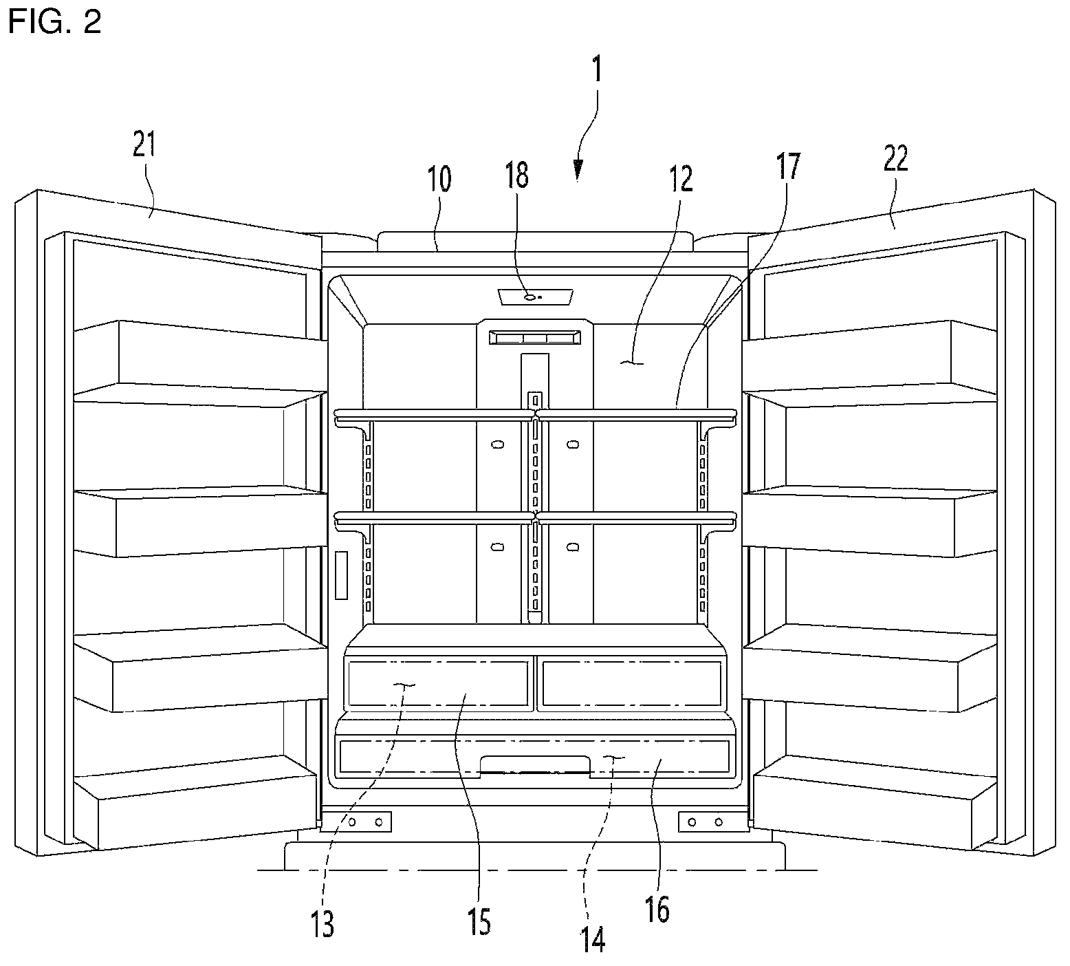 Patent US12316983 Figure 2 – Refrigerator