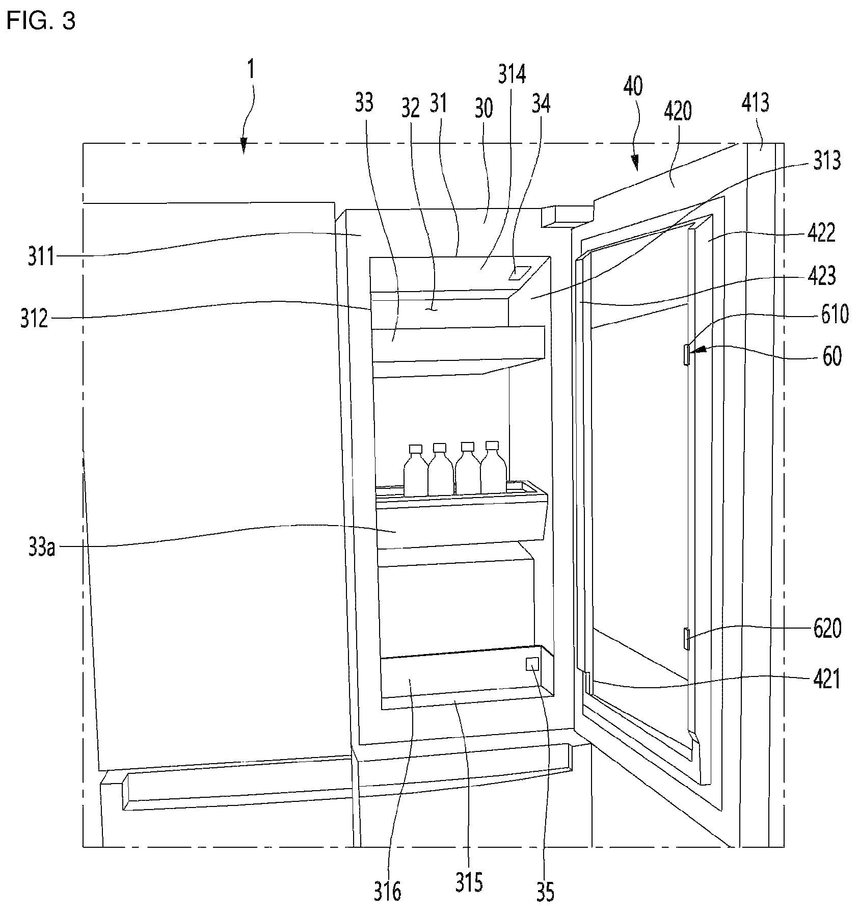 Patent US12316983 Figure 3 – Refrigerator