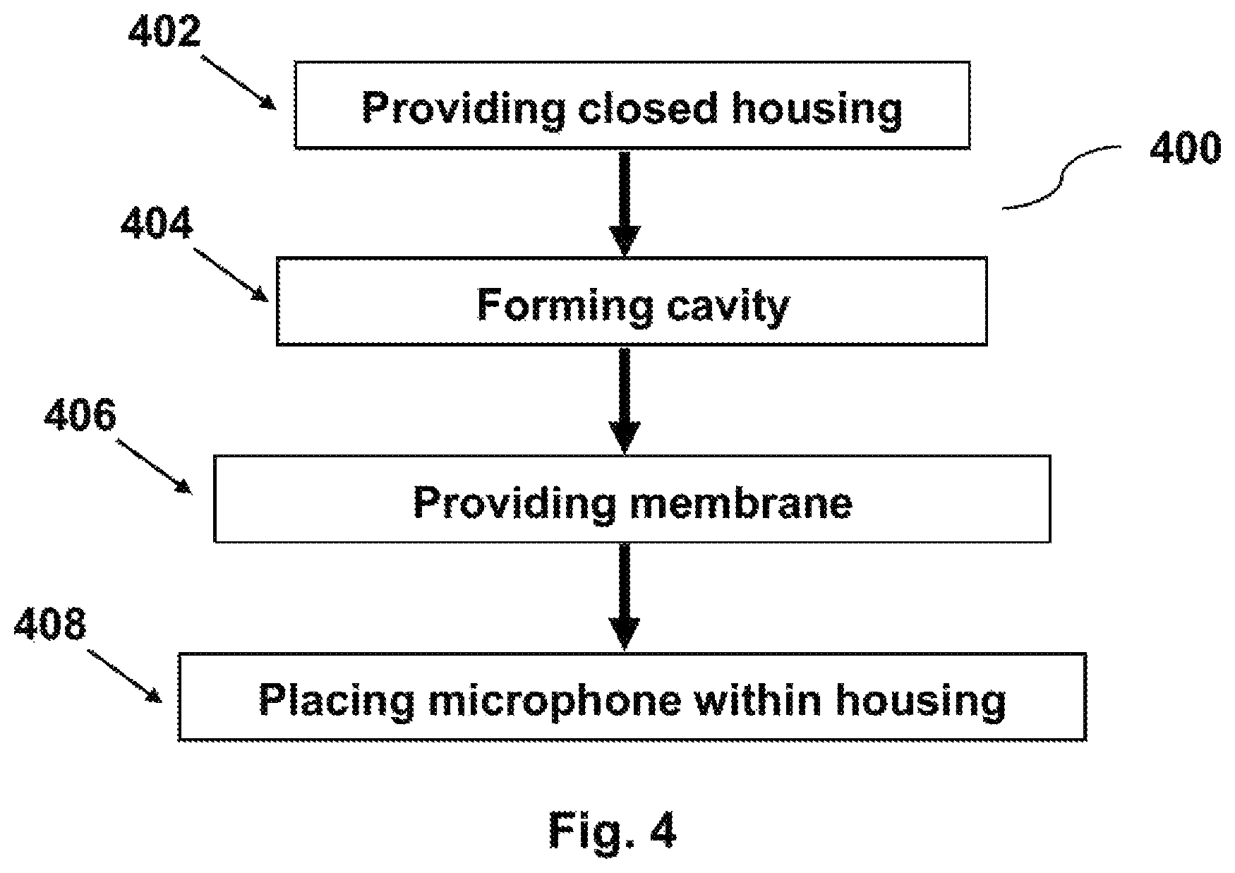 Patent US12317016 Figure 4 – Microphone device with a closed housing and a membrane
