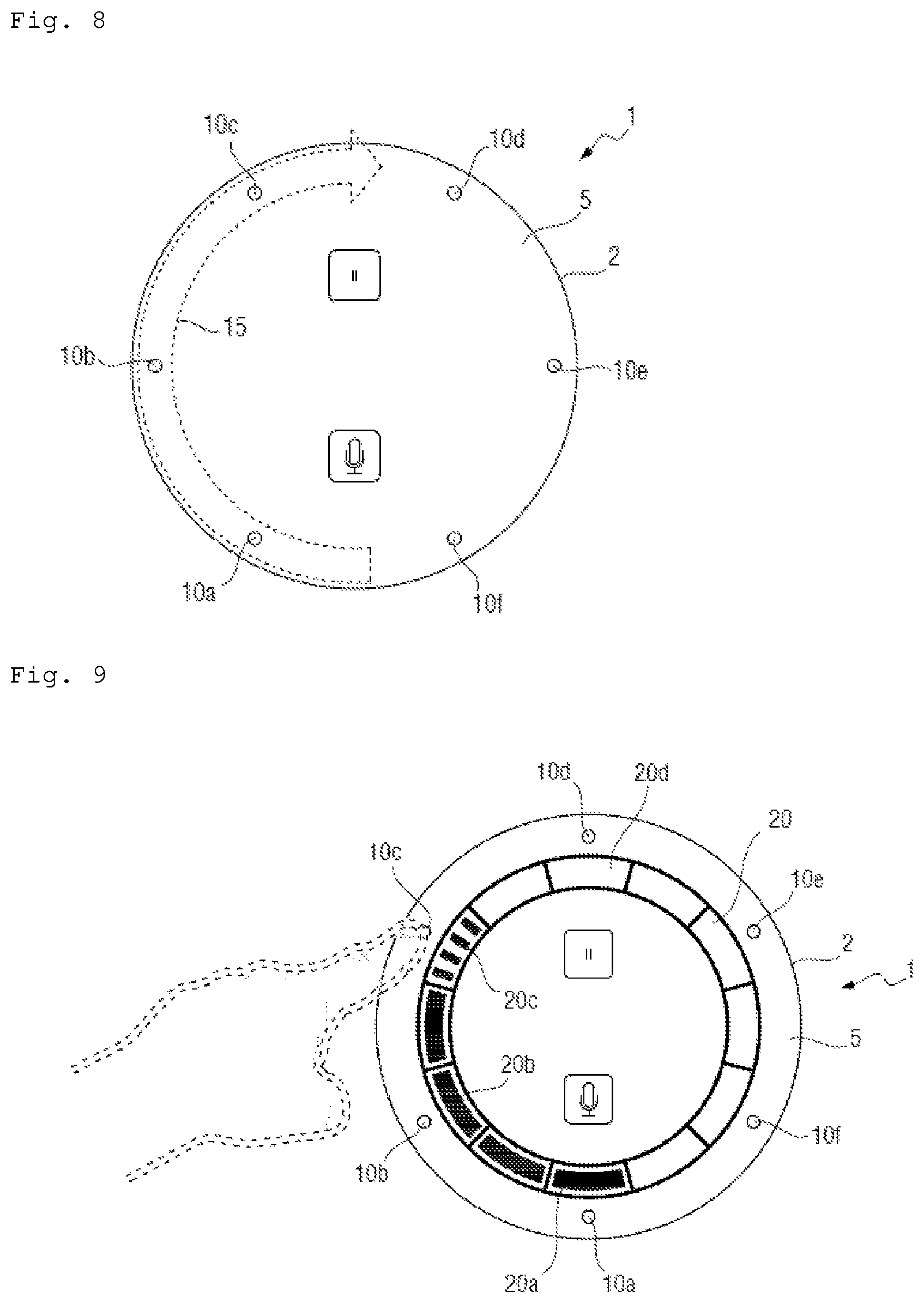 Patent US12317041 Figure 4 – Control by sliding virtual buttons