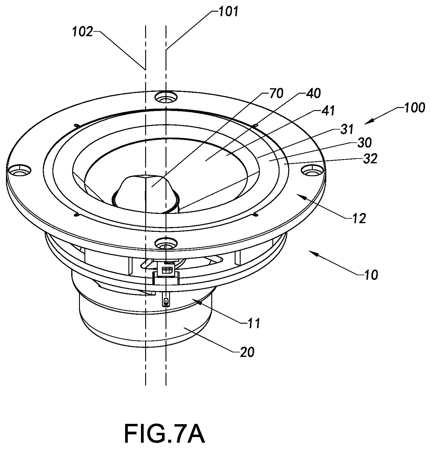 Patent US12317049 Figure 7 – Loudspeaker and assembly method therefor, vibration mechanism, and loudspeaker device