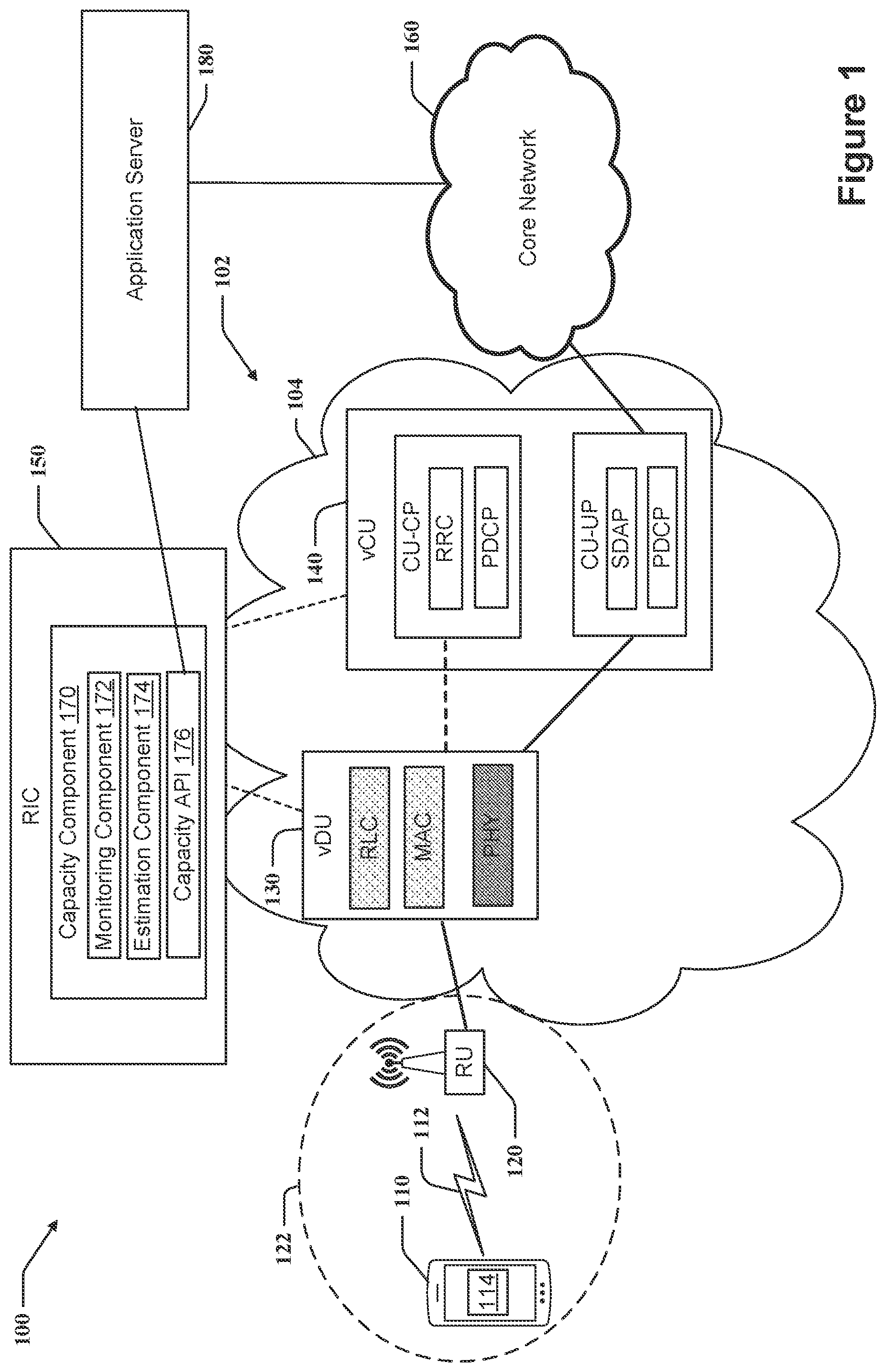 Patent US12317109 — Calculating and exposing network capacity and congestion to applications — Figure 1