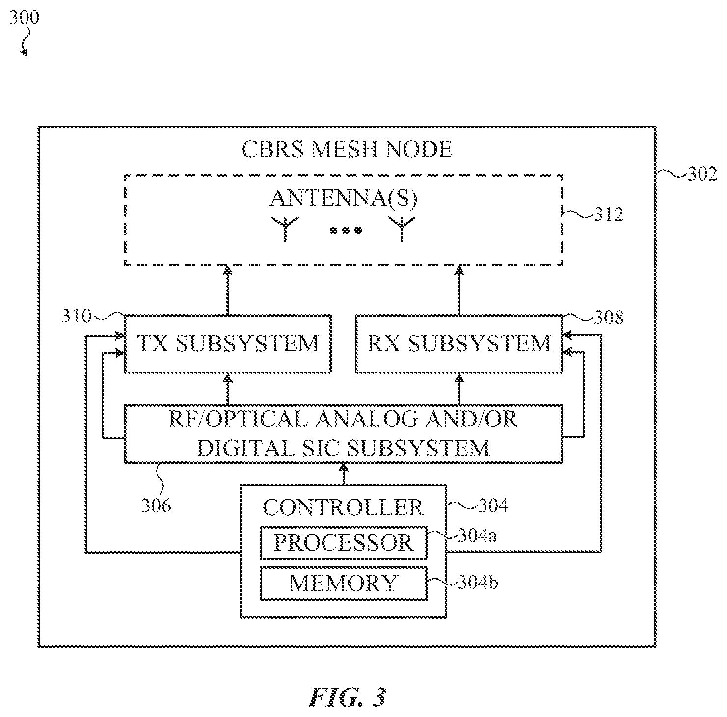 Patent US12317113 Figure 3 – Self-interference cancellation subsystems for mesh network nodes