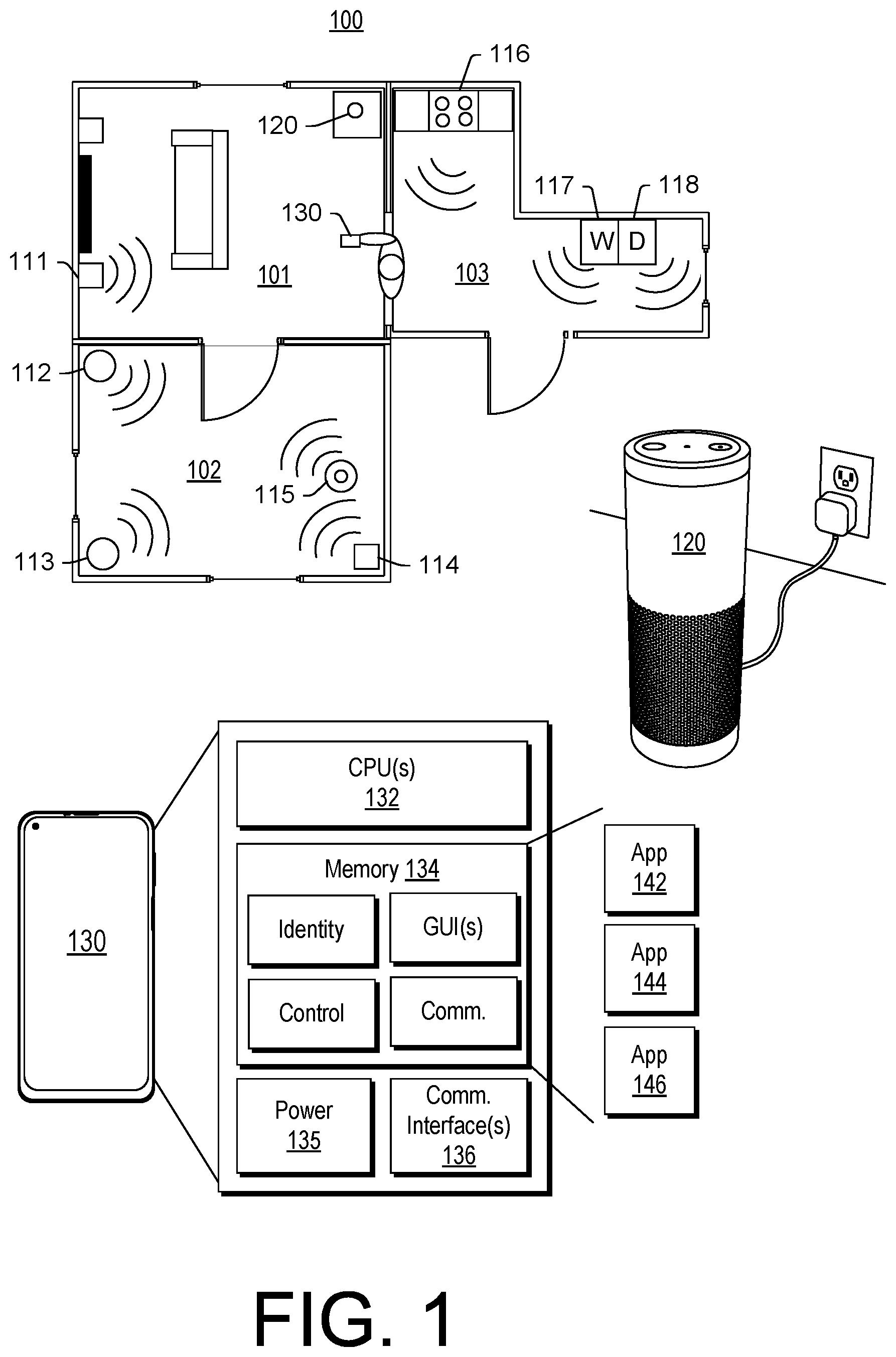 Patent US12317151 Figure 1 – Automated device control session