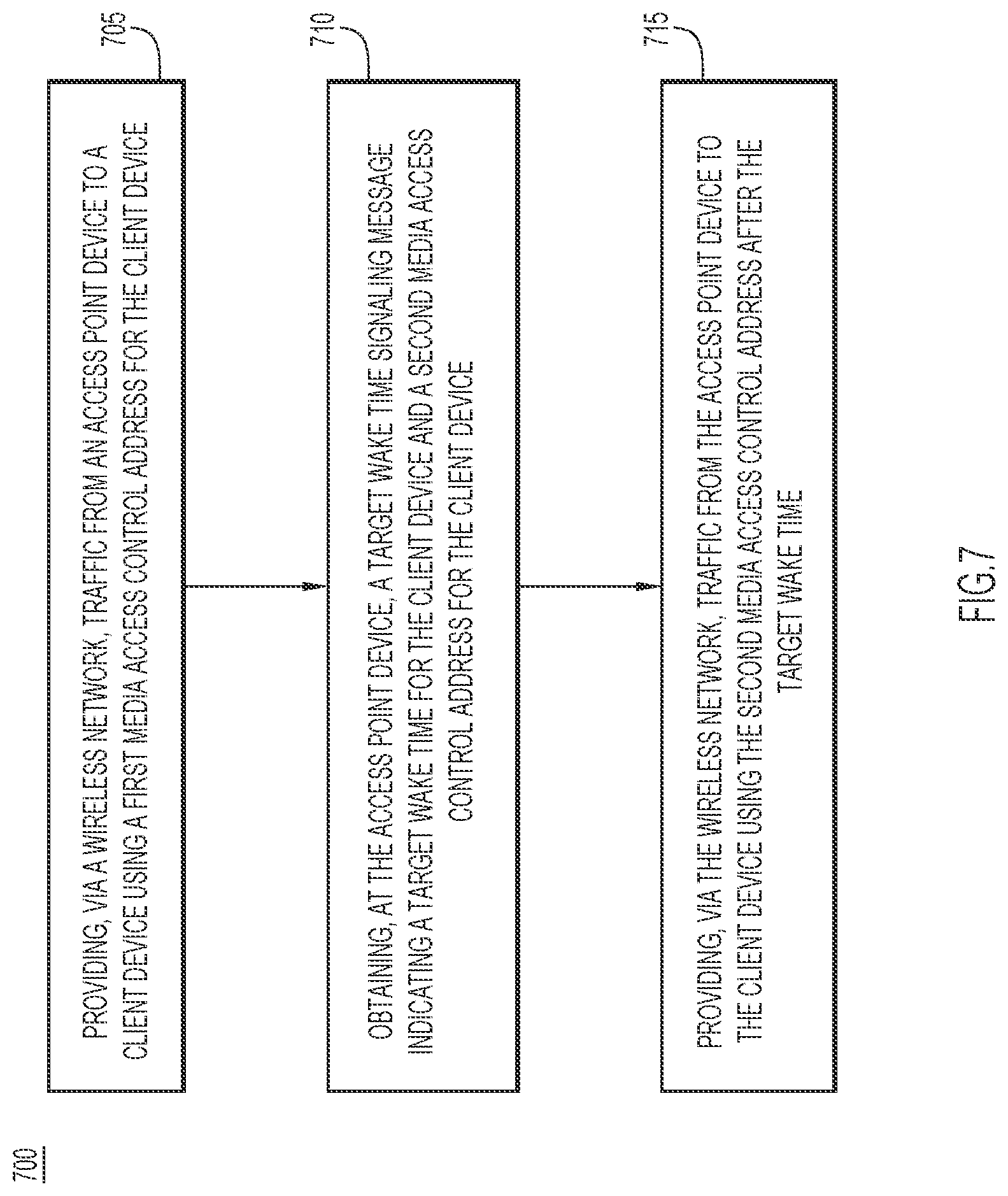 Patent US12317190 Figure 7 – Extending target wake time for randomized and changing media access control address signaling