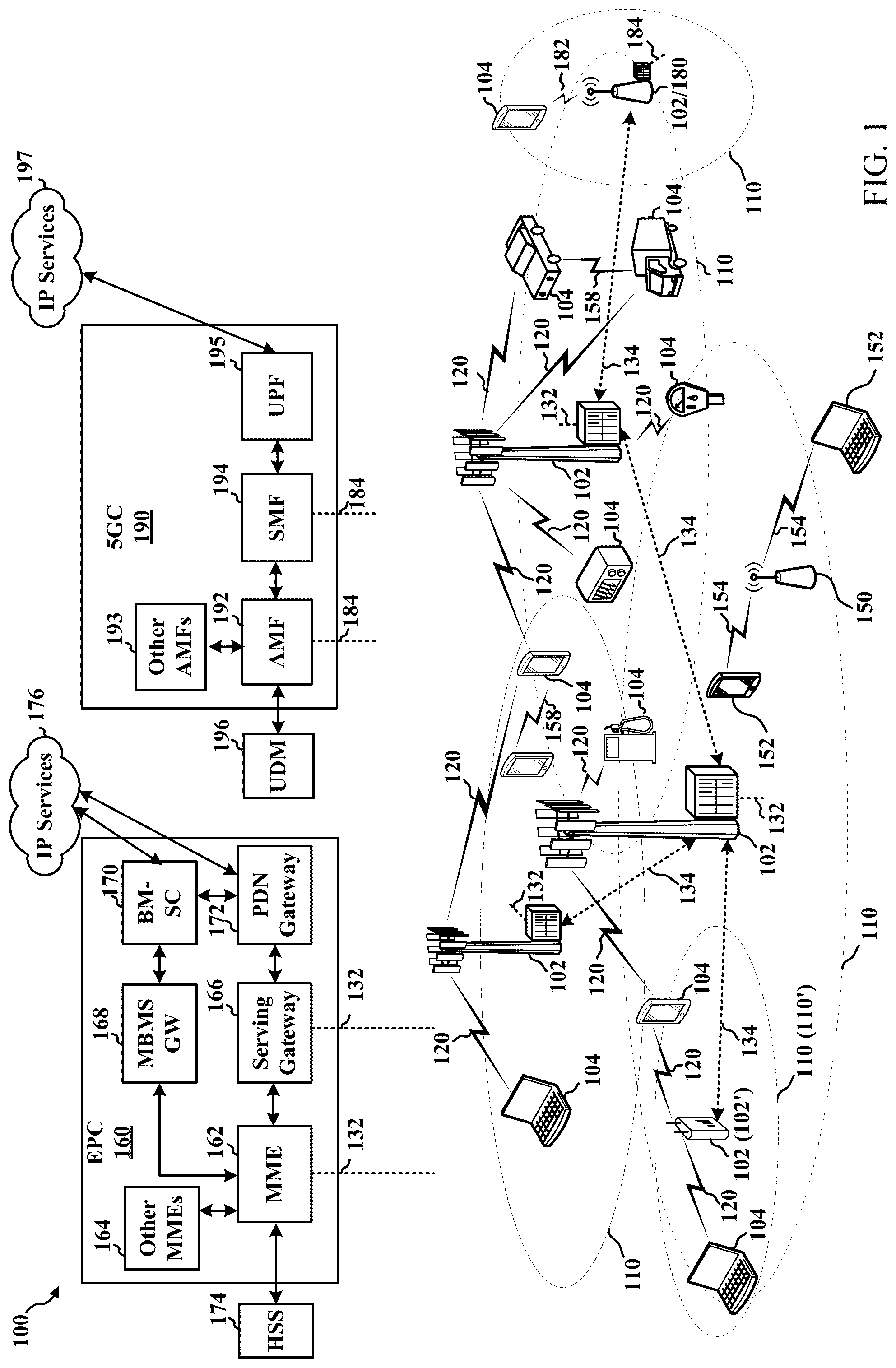 Patent US12317265 Figure 1 – Techniques for using repeaters with multiple upstream nodes in wireless communications