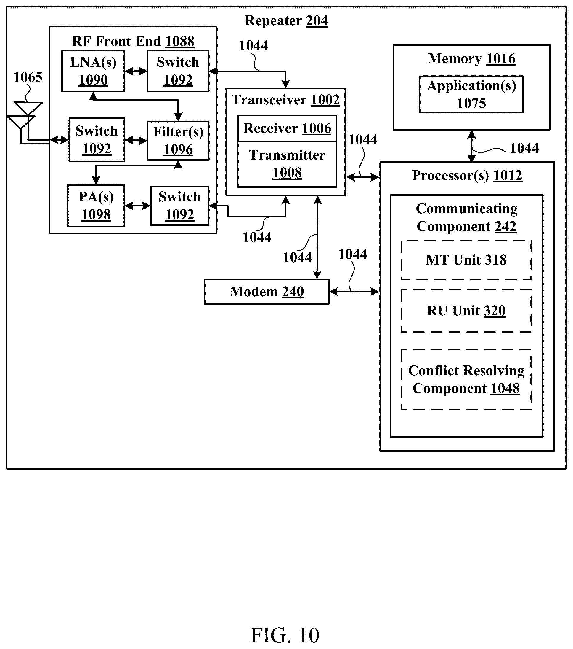 Patent US12317265 Figure 10 – Techniques for using repeaters with multiple upstream nodes in wireless communications