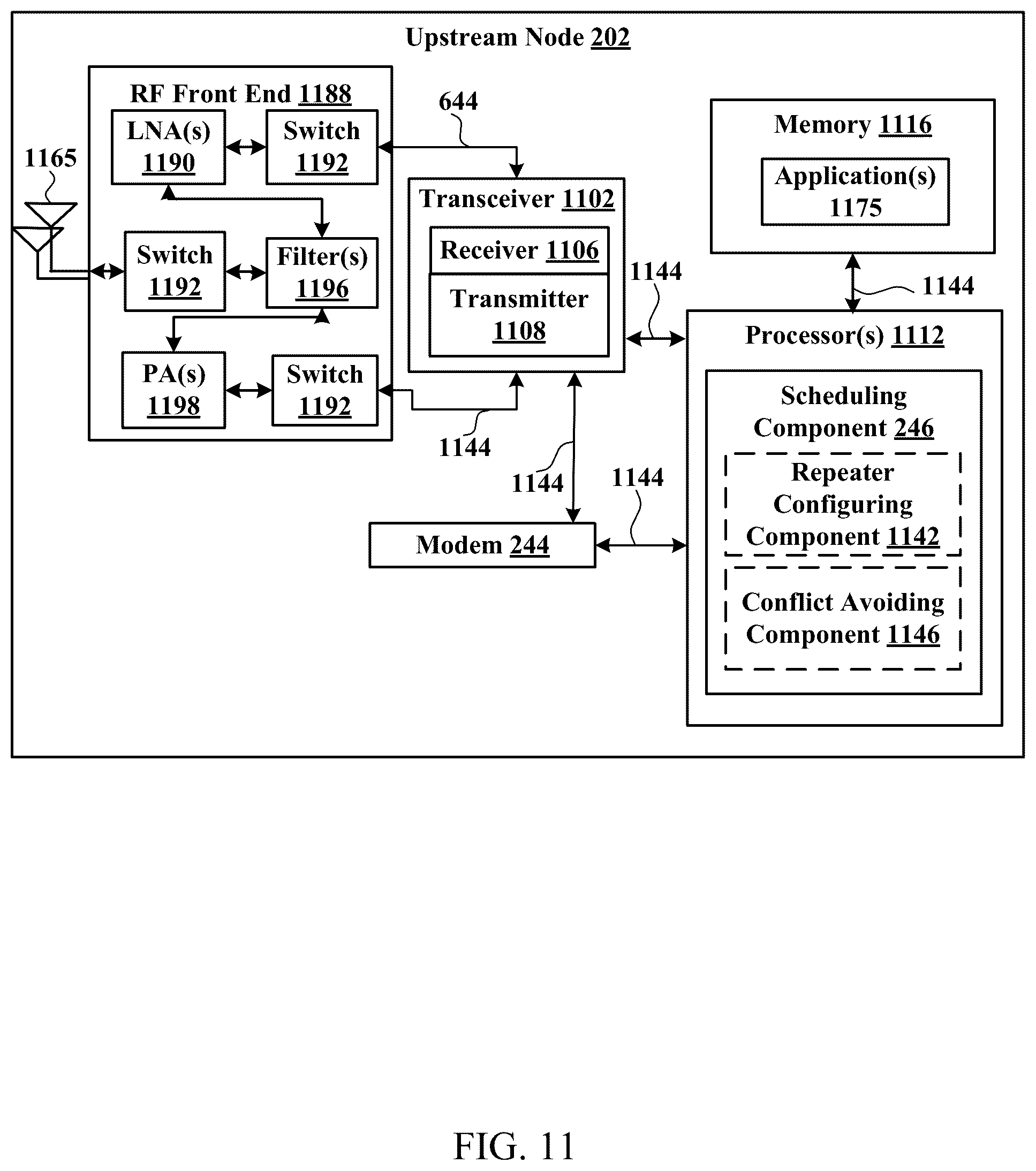 Patent US12317265 Figure 11 – Techniques for using repeaters with multiple upstream nodes in wireless communications