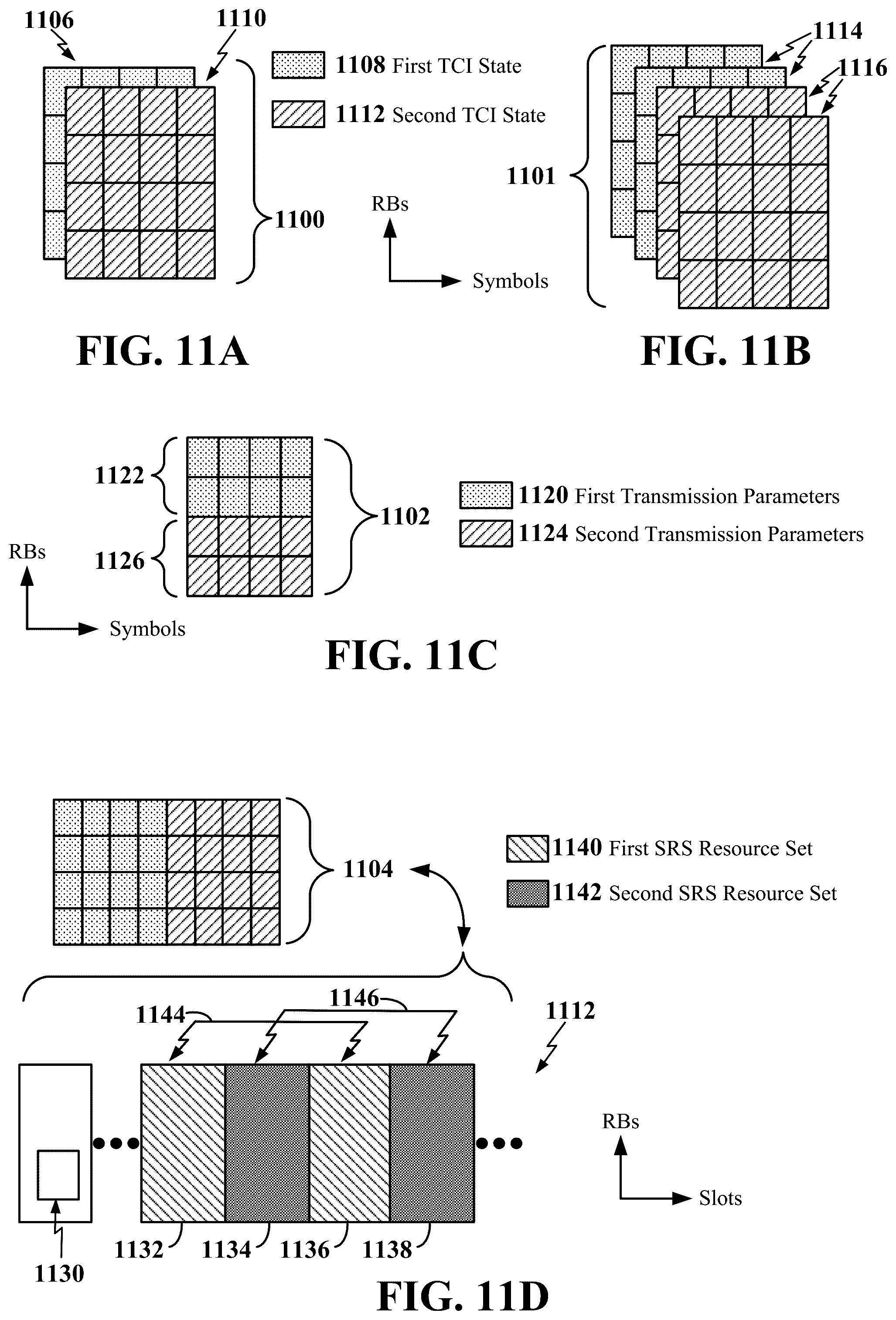 Patent US12317268 Figure 11 – Transmission configuration indicator (TCI) for flexible multiple transmission and reception point (mTRP) beam indication and multiplexing configurations