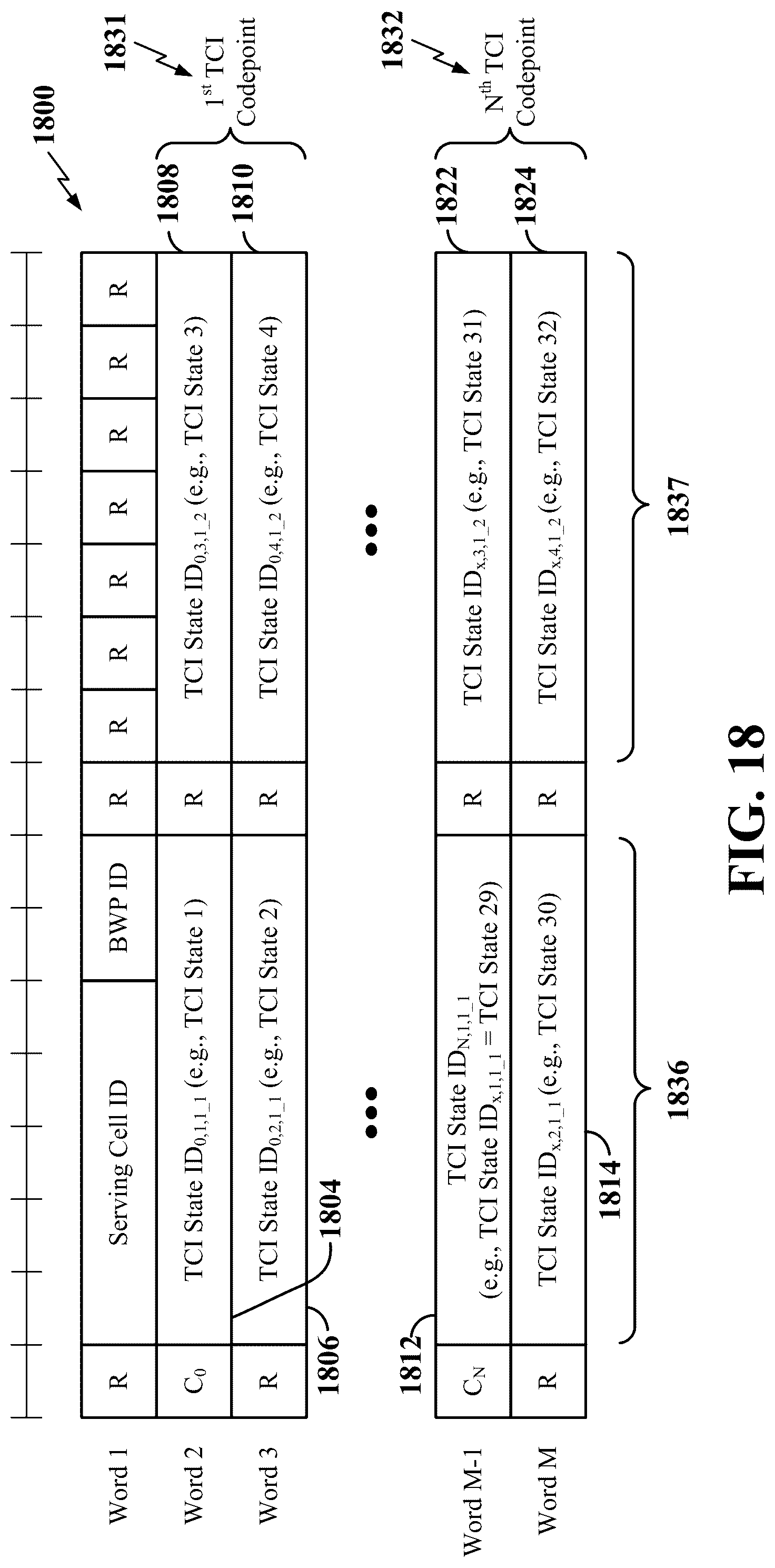 Patent US12317268 Figure 18 – Transmission configuration indicator (TCI) for flexible multiple transmission and reception point (mTRP) beam indication and multiplexing configurations