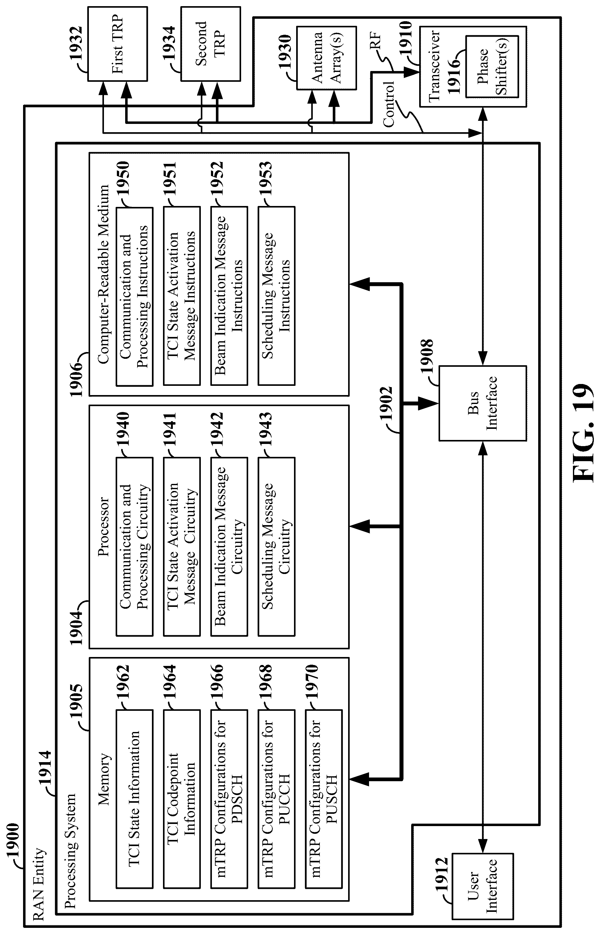 Patent US12317268 Figure 19 – Transmission configuration indicator (TCI) for flexible multiple transmission and reception point (mTRP) beam indication and multiplexing configurations