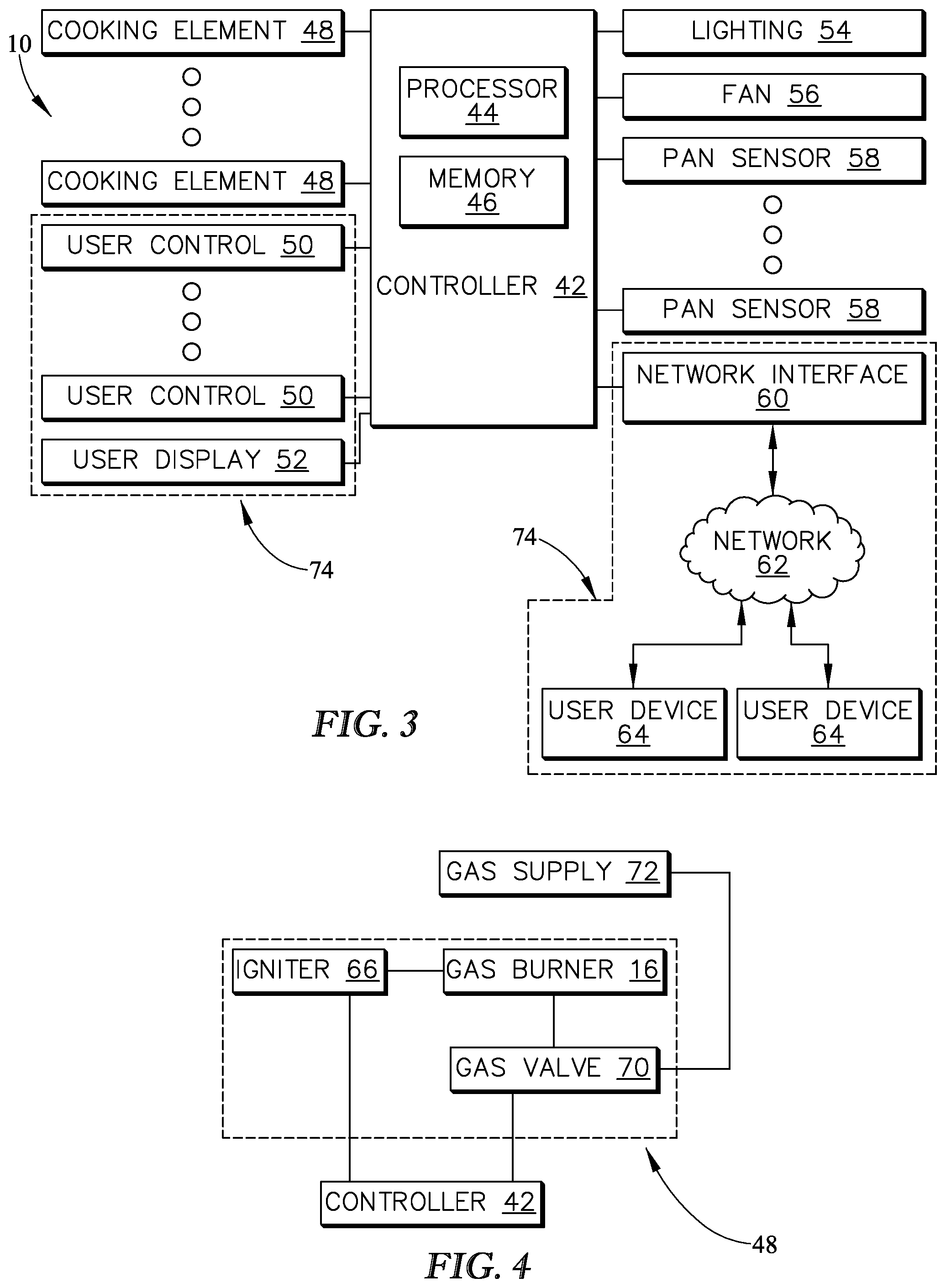 Patent US12317379 Figure 2 – Cooking container sensing for ignition triggering and programmed cooking