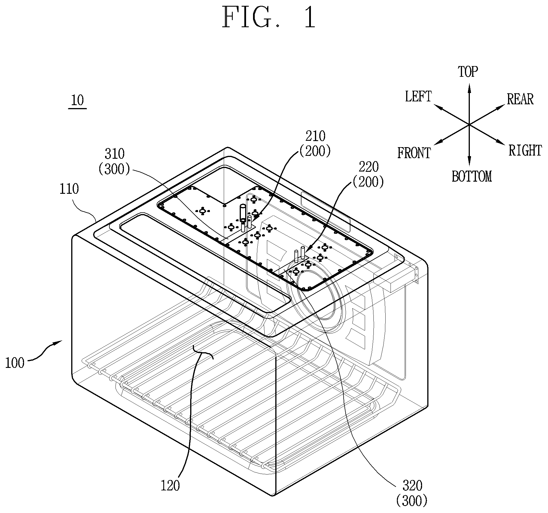 Patent US12317398 Figure 1 – Oven including plural antennas and method for controlling the same