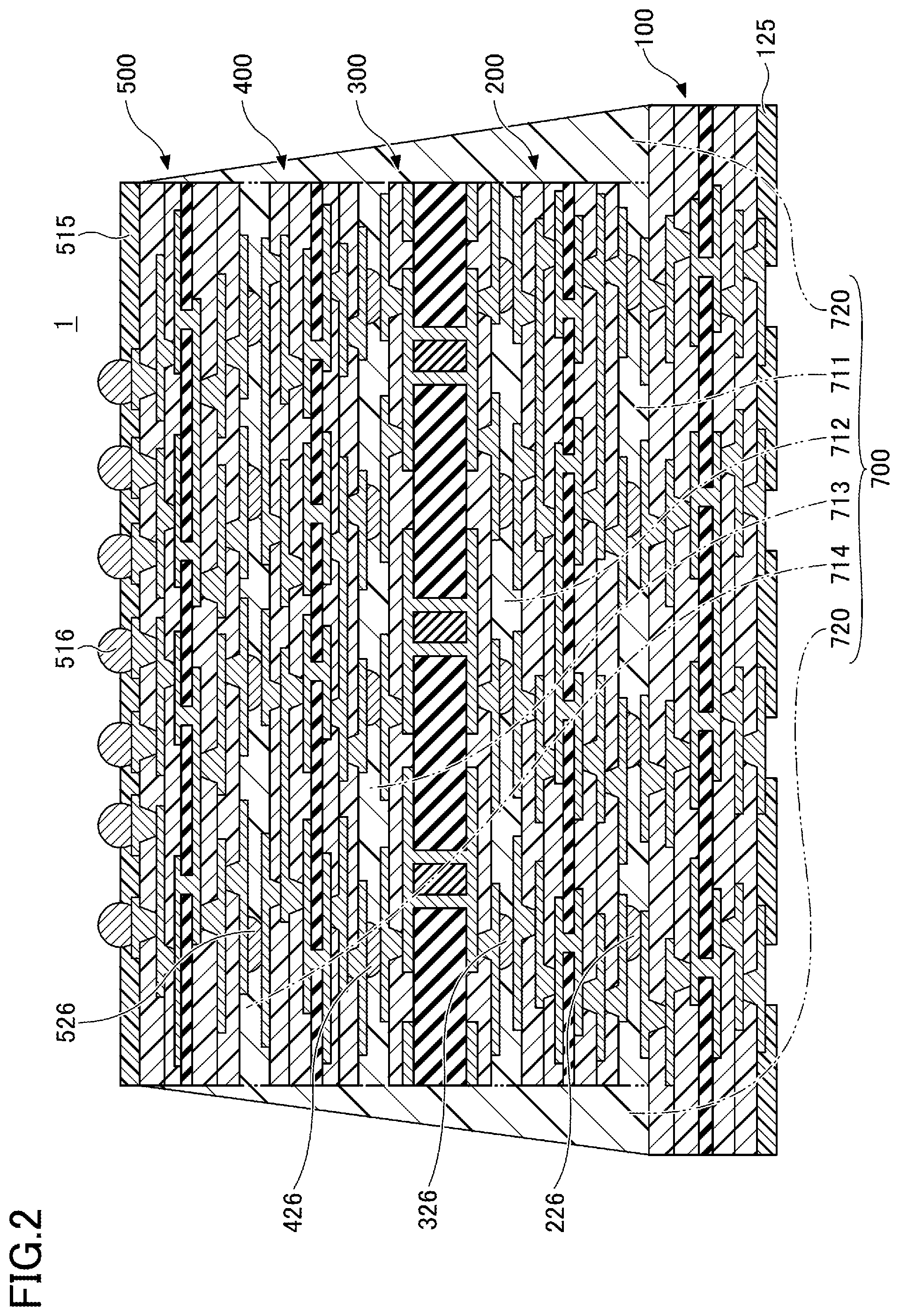 Patent US12317426 Figure 2 – Laminated wiring board