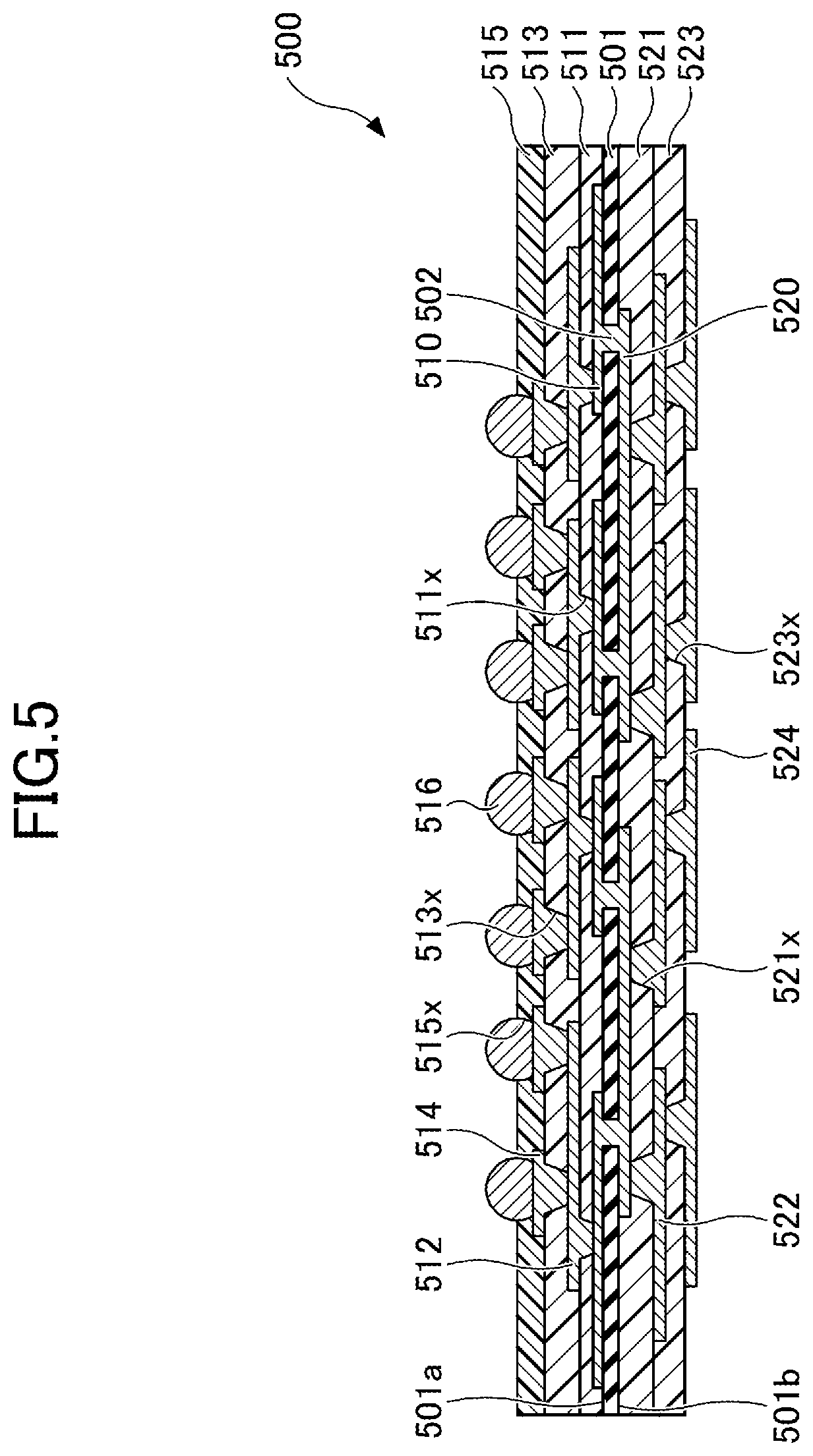 Patent US12317426 Figure 5 – Laminated wiring board
