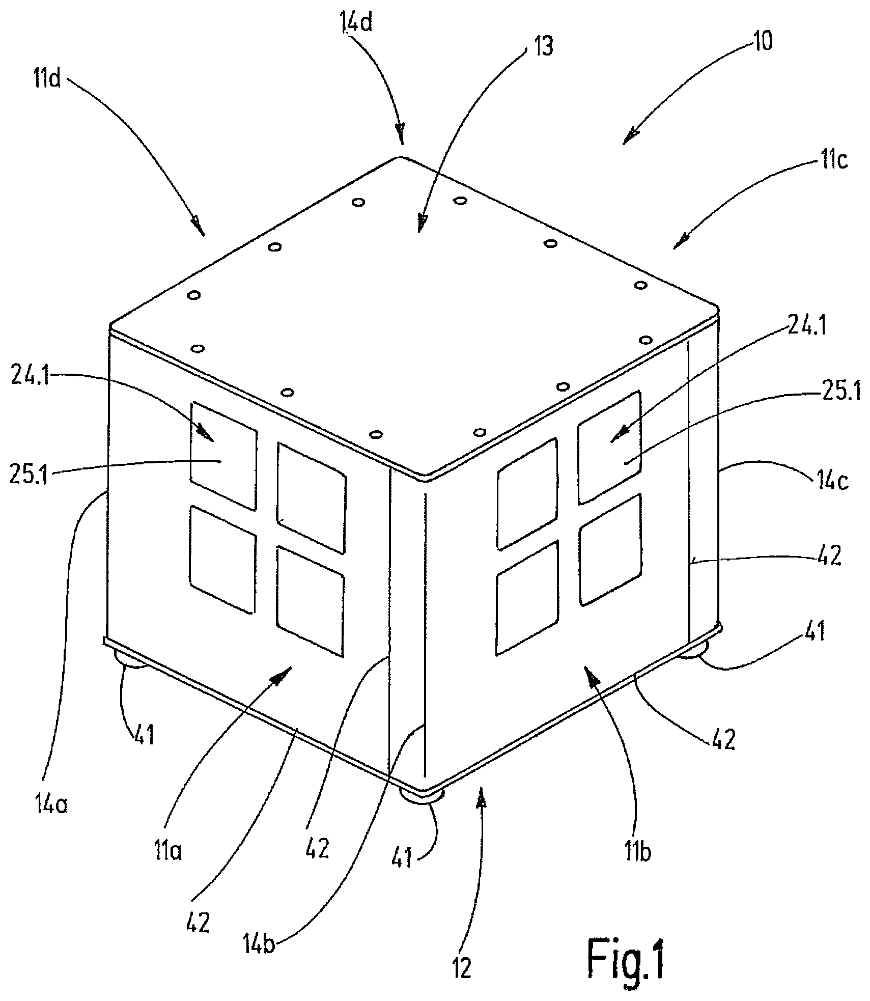 Patent US12317439 Figure 1 – Modular system for producing a housing