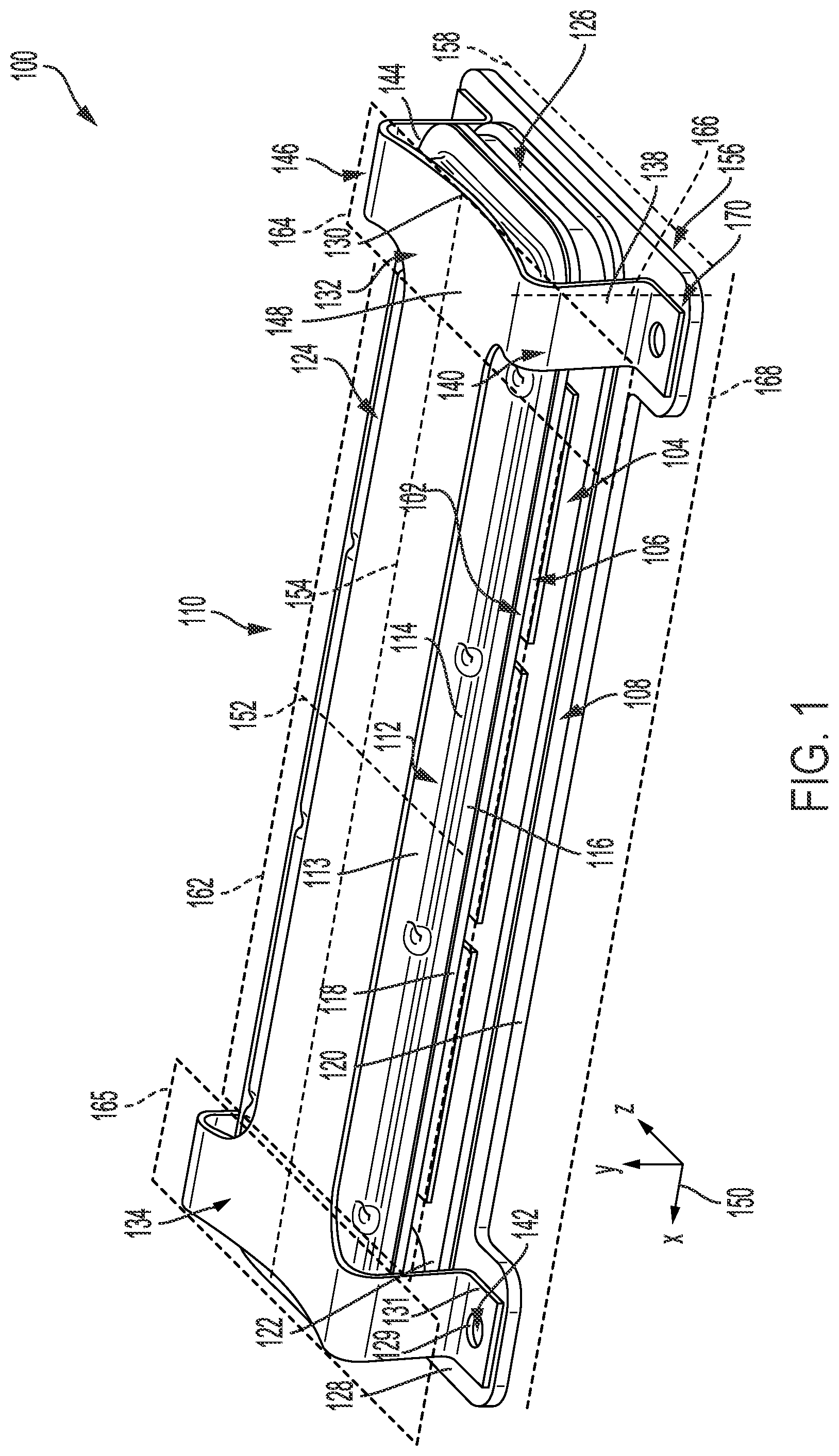 Patent US12317457 Figure 1 – Systems for a heat exchanger with a biasing bracket and mounting plate