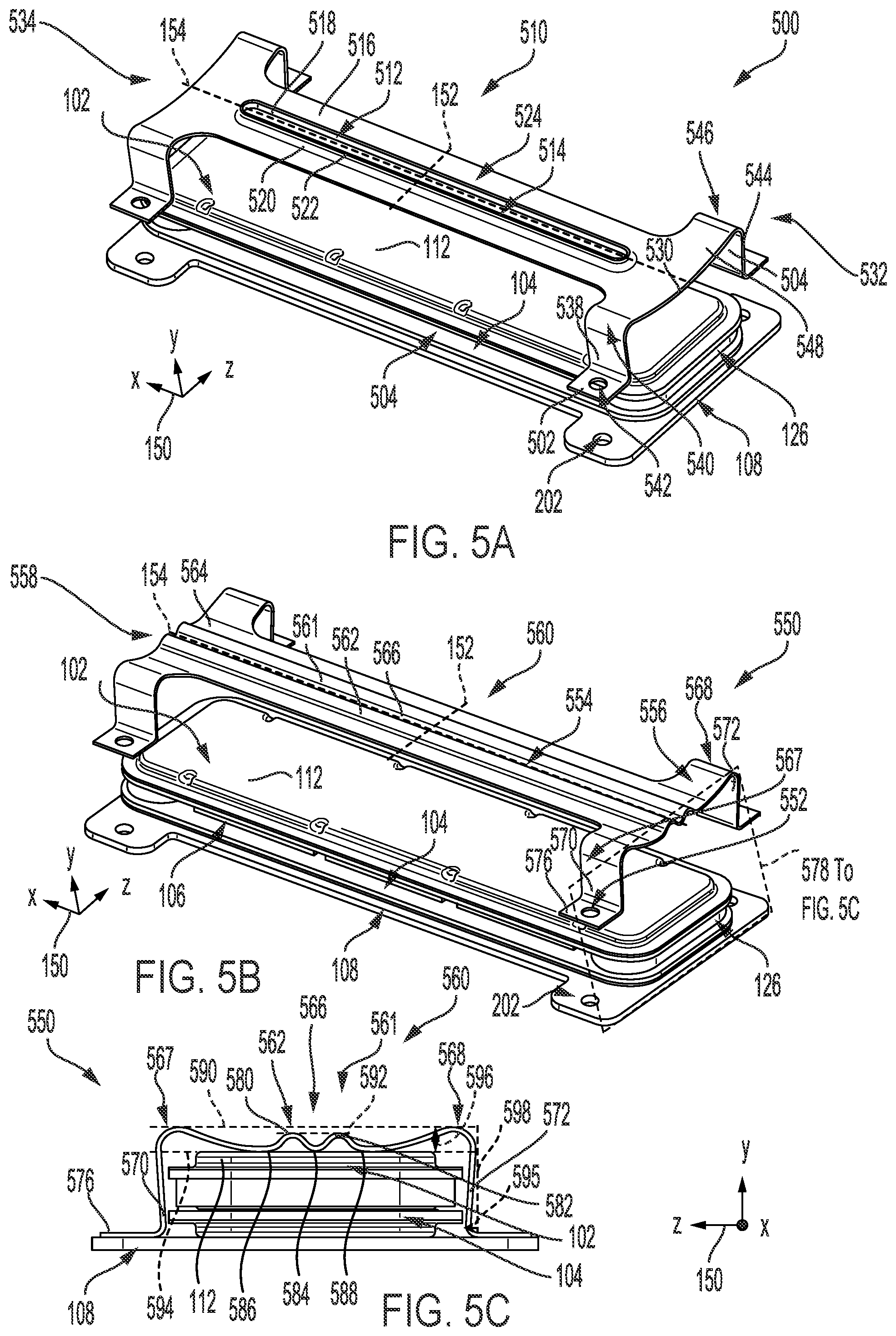 Patent US12317457 Figure 5 – Systems for a heat exchanger with a biasing bracket and mounting plate