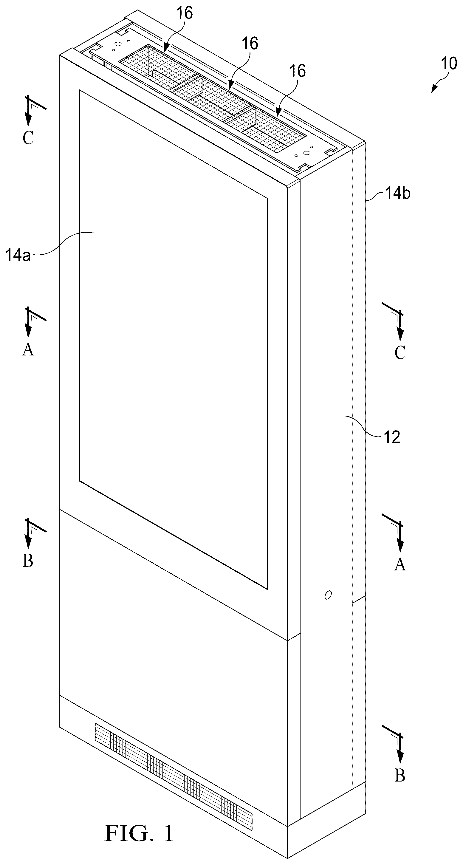 Patent US12317461 Figure 1 – Fan unit for providing improved airflow within display assemblies