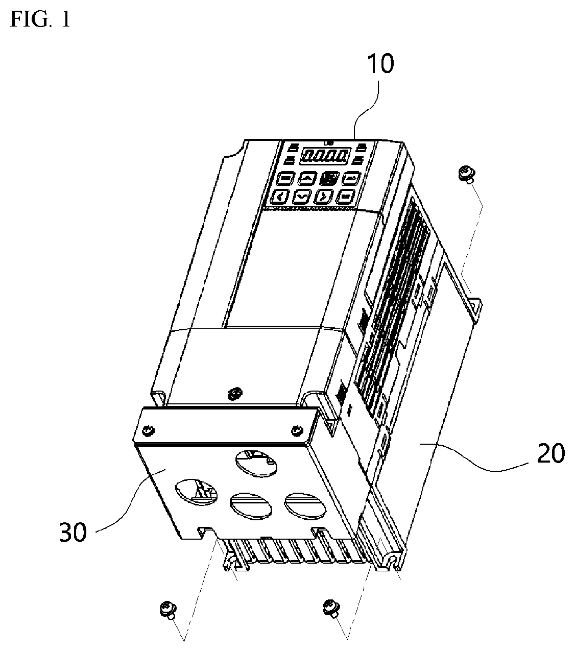 Patent US12317463 Figure 1 – Inverter mounting structure