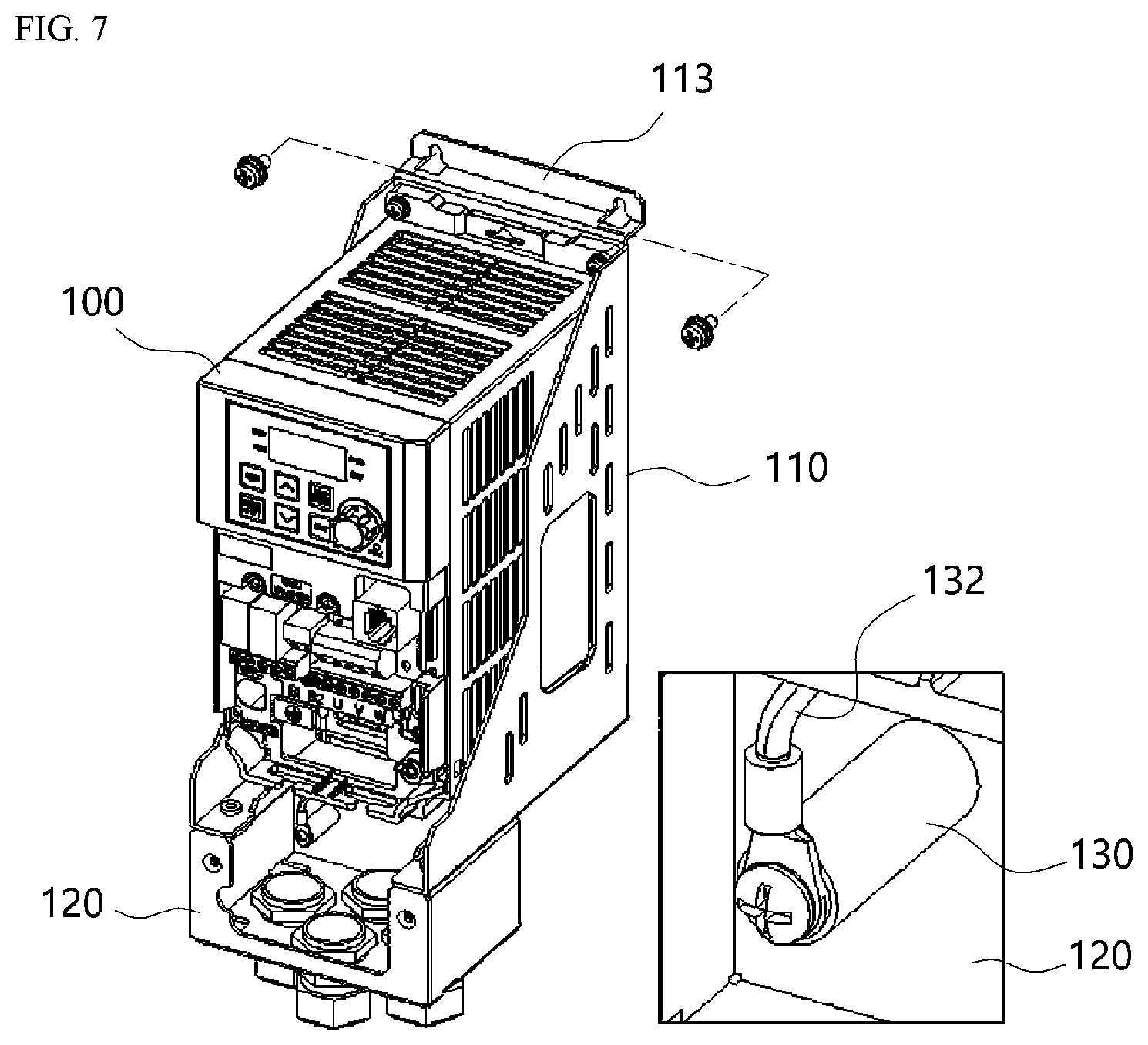 Patent US12317463 Figure 7 – Inverter mounting structure
