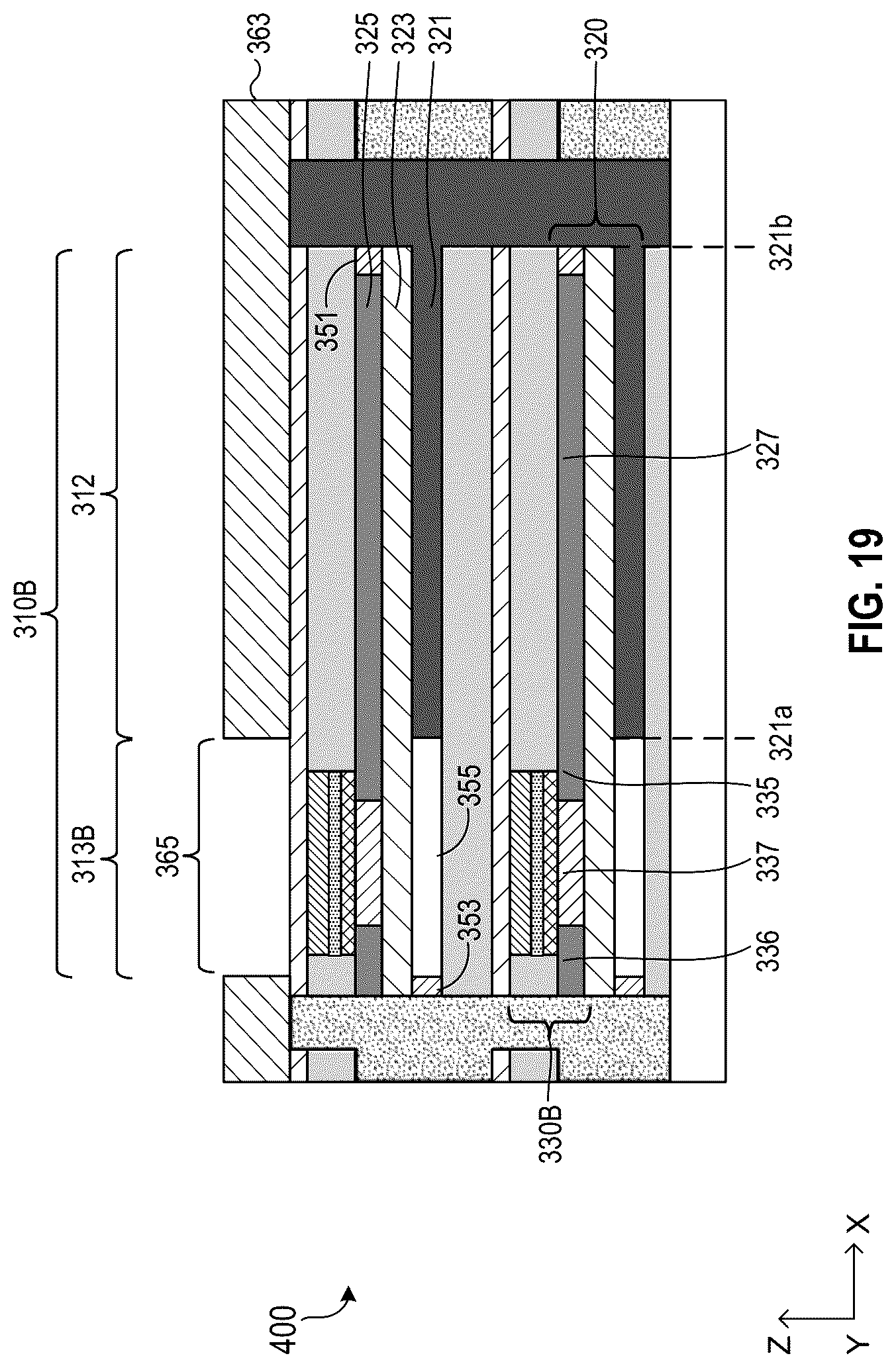 Patent US12317481 Figure 13 – 3D memory with cell stacking using an in-situ capacitor stack