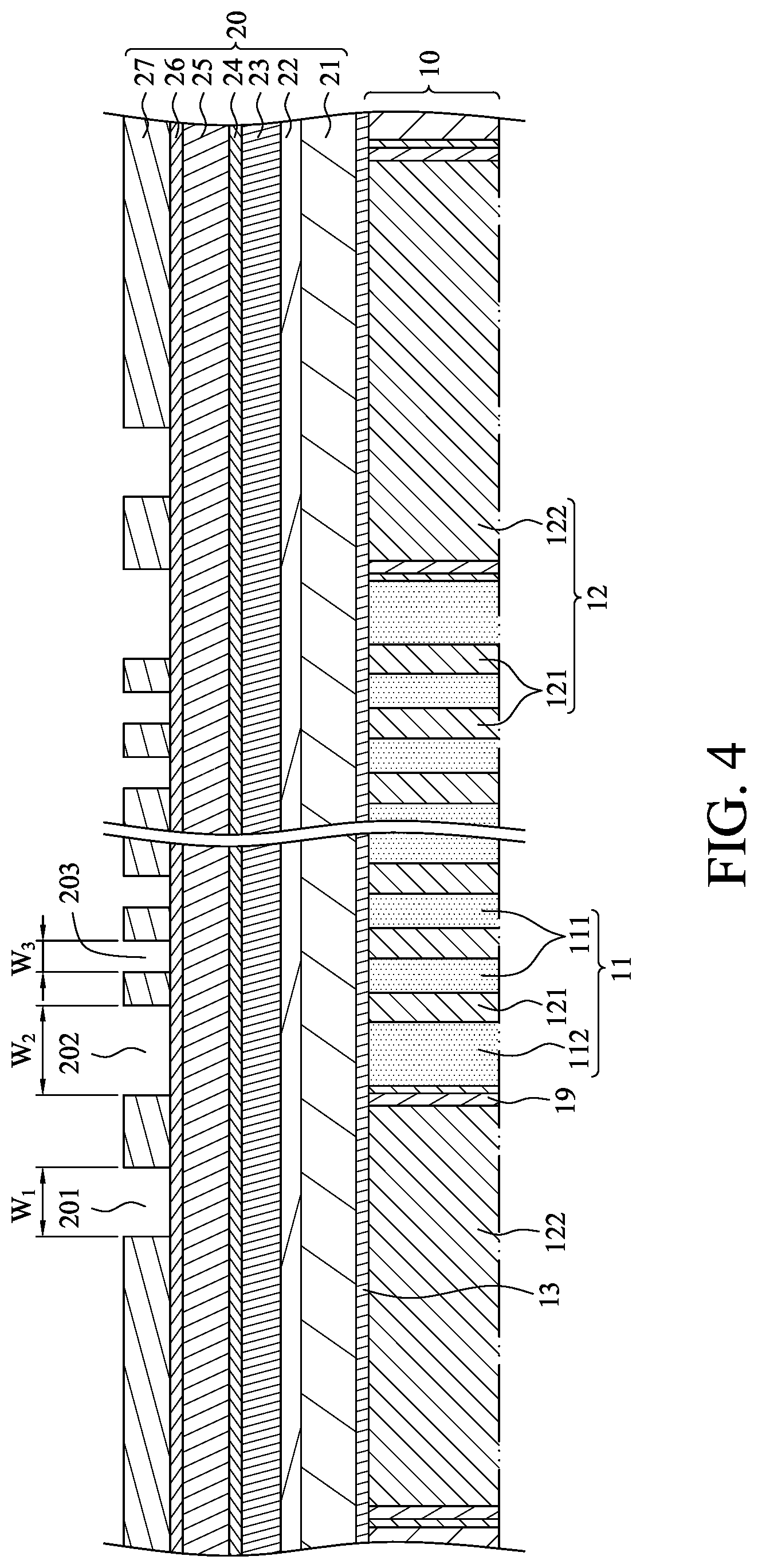 Patent US12317482 Figure 4 – Semiconductor structure and method of manufacturing the same including buried word lines of different widths