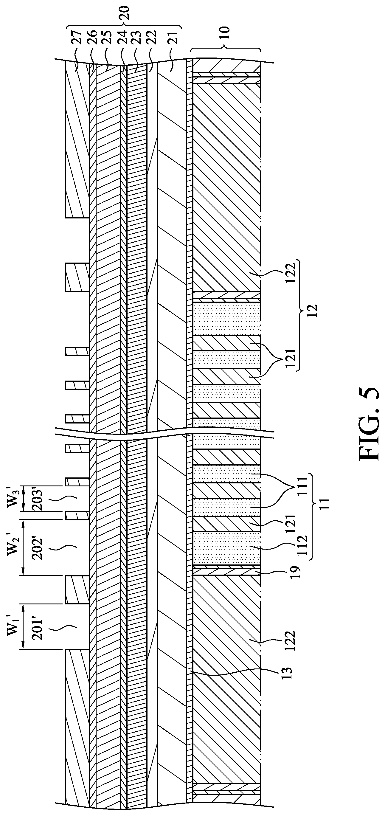 Patent US12317482 Figure 5 – Semiconductor structure and method of manufacturing the same including buried word lines of different widths