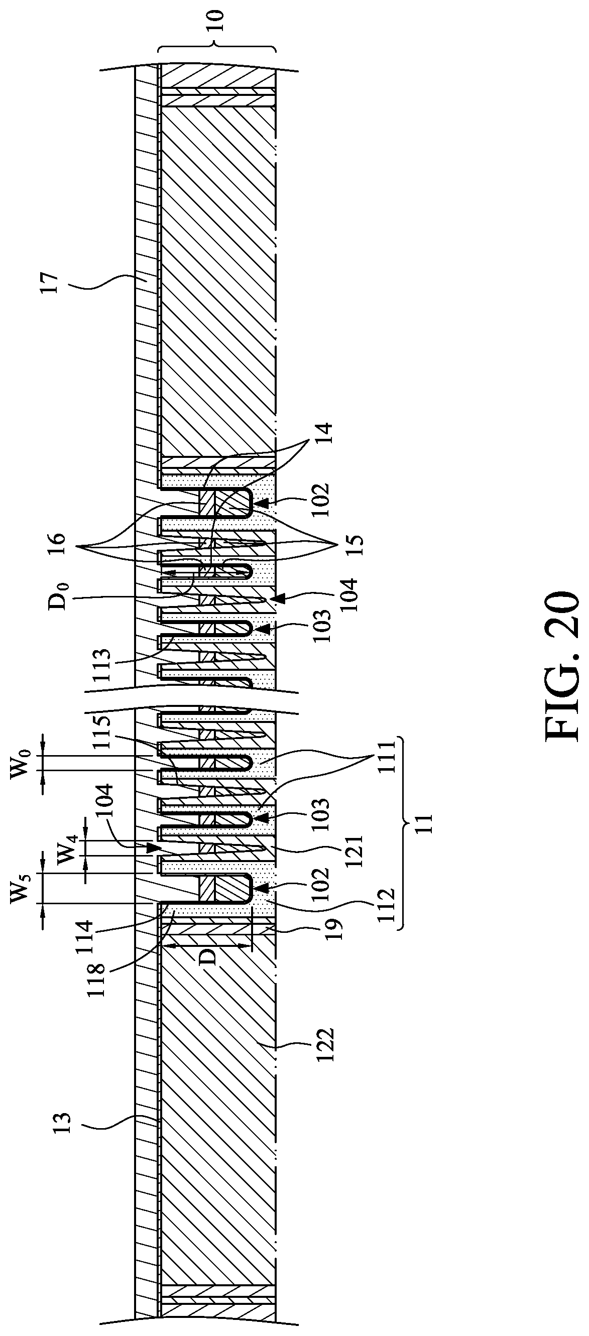 Patent US12317482 Figure 20 – Semiconductor structure and method of manufacturing the same including buried word lines of different widths