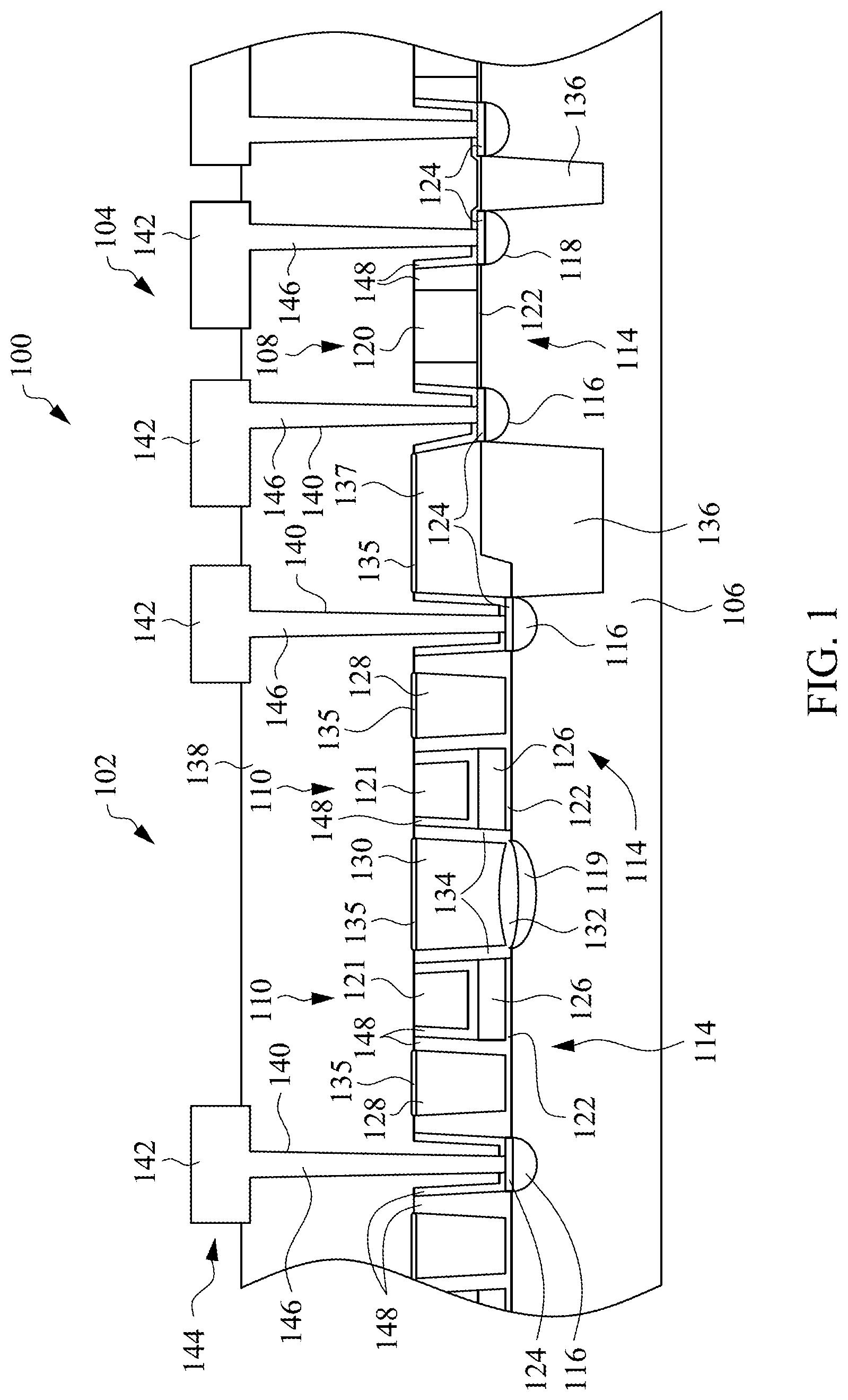 Patent US12317488 Figure 1 – Structure and method for preventing silicide contamination during the manufacture of micro-processors with embedded flash memory