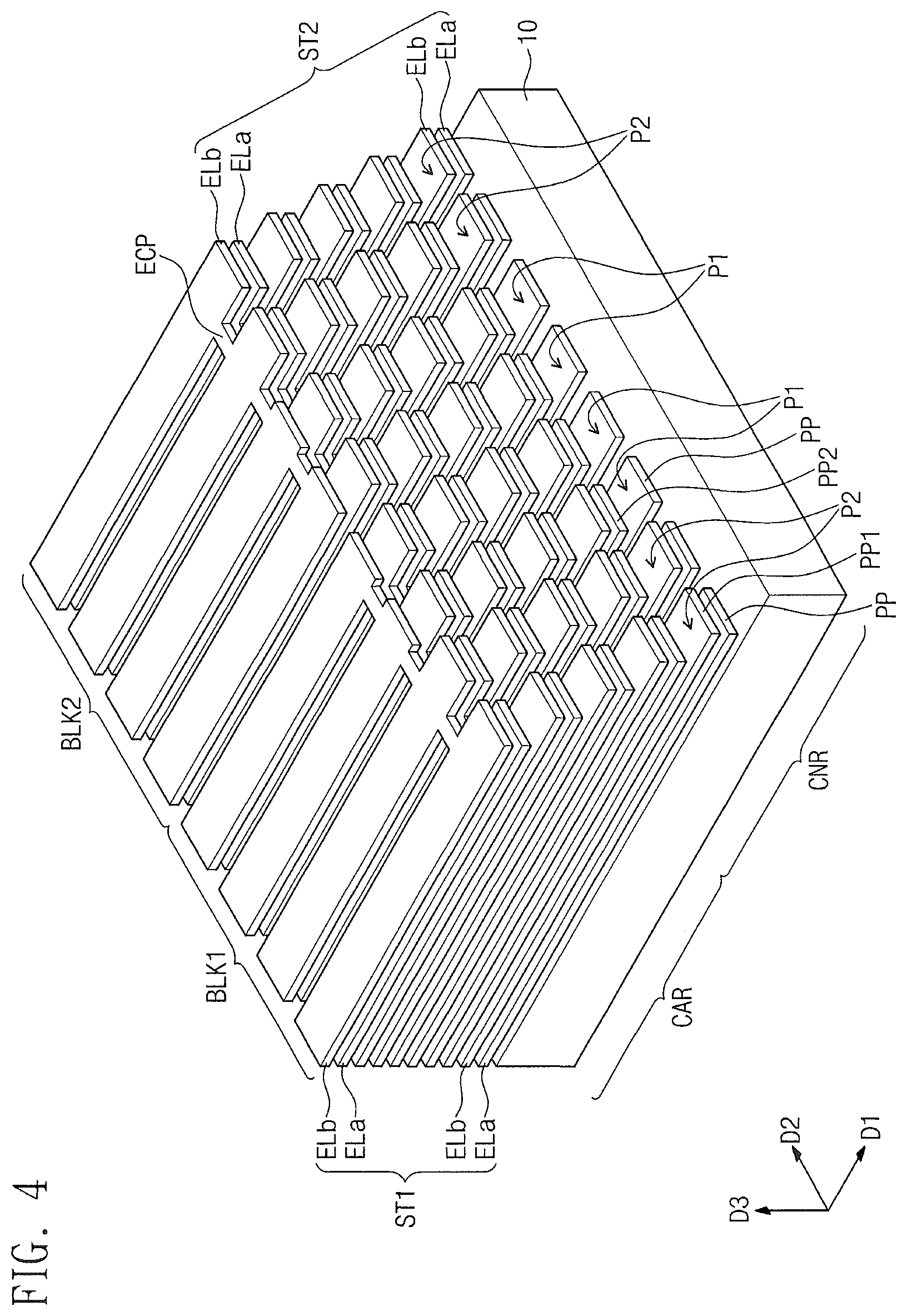 Patent US12317492 Figure 4 – Three-dimensional semiconductor memory device with increased process margin