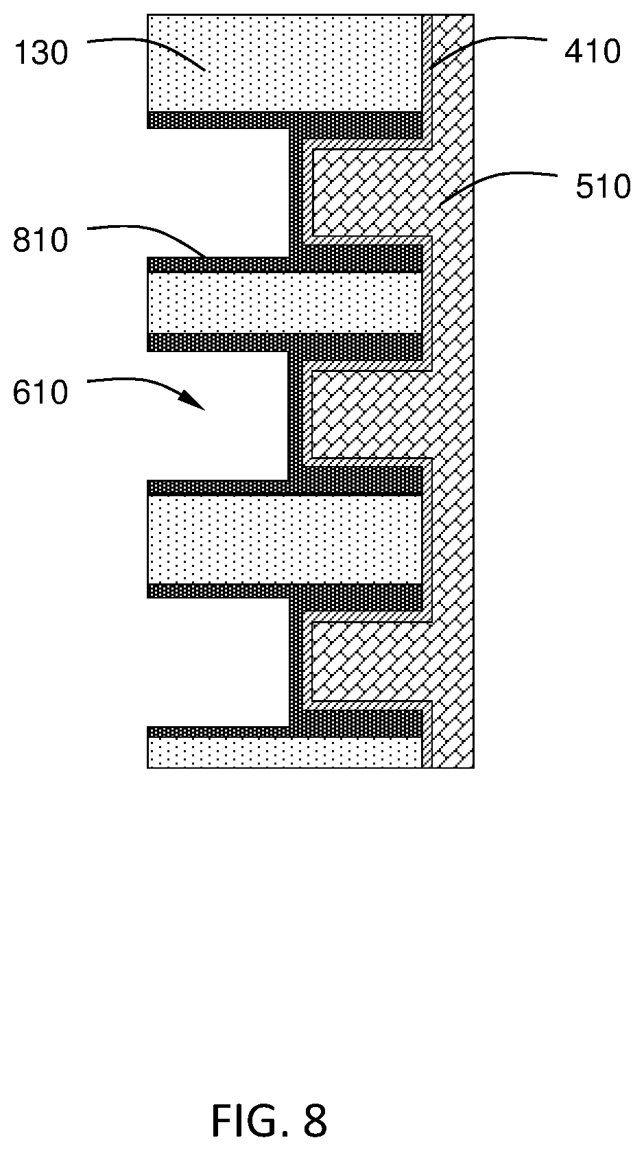 Patent US12317493 Figure 8 – Methods of forming 3D NAND structures with decreased pitch