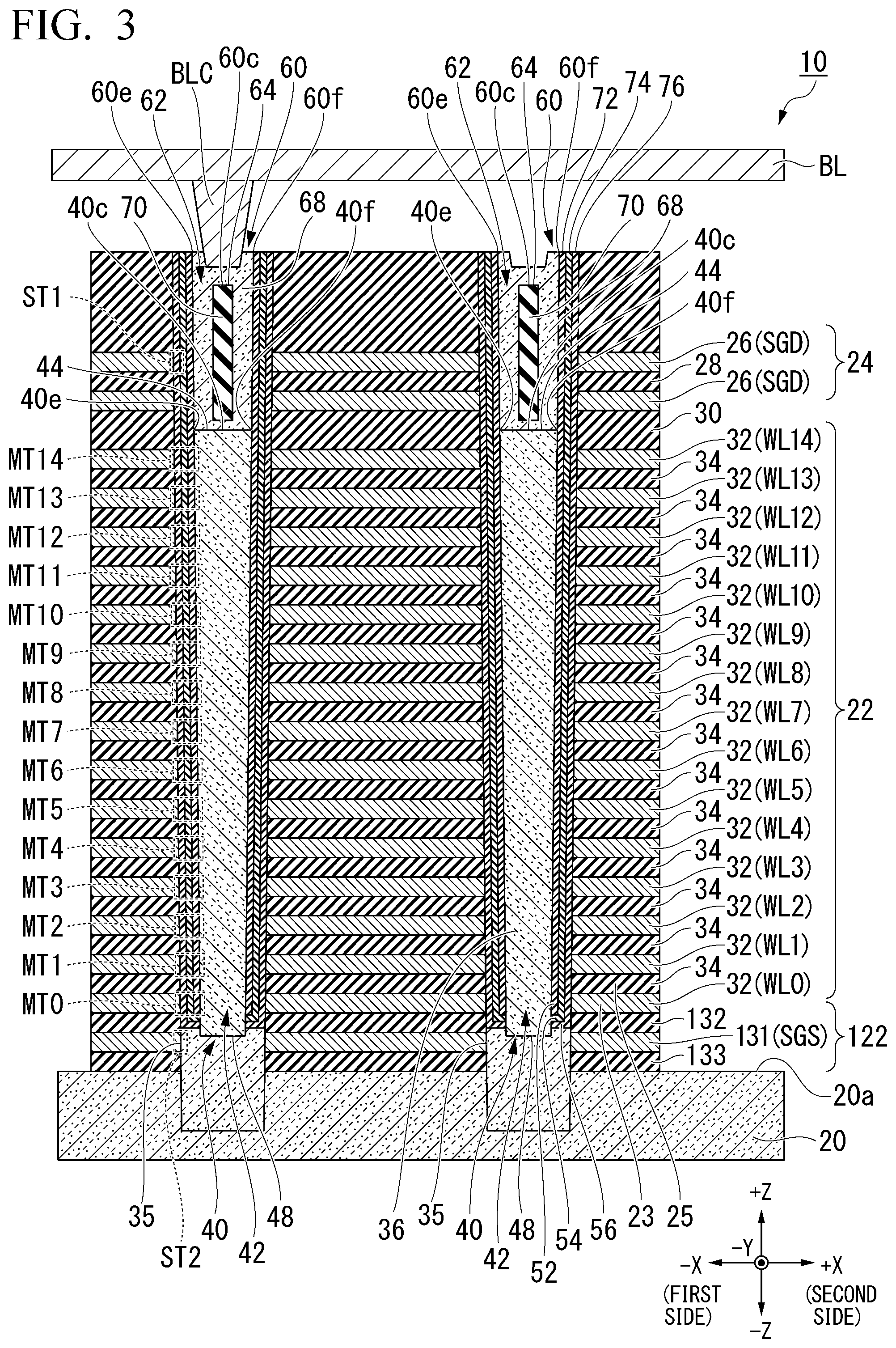 Patent US12317497 Figure 3 – Semiconductor memory device and method of manufacturing semiconductor memory device