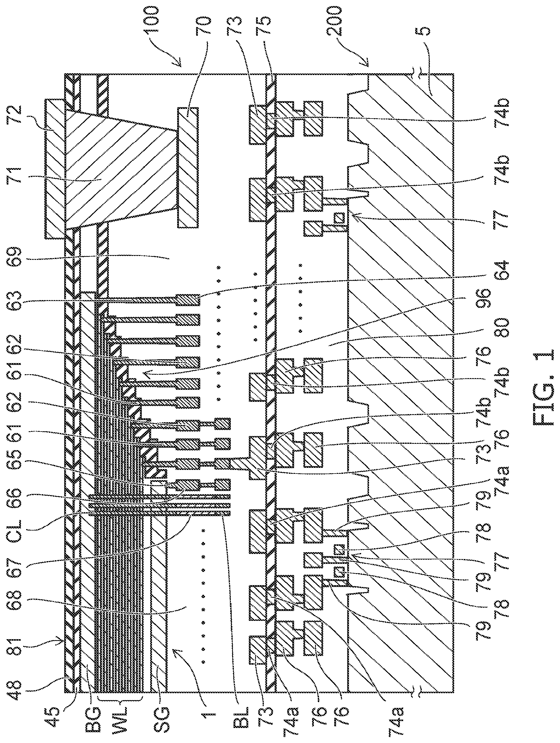 Patent US12317500 Figure 1 – Semiconductor memory device having a contact plug electrically connected to an interconnection through a narrower via