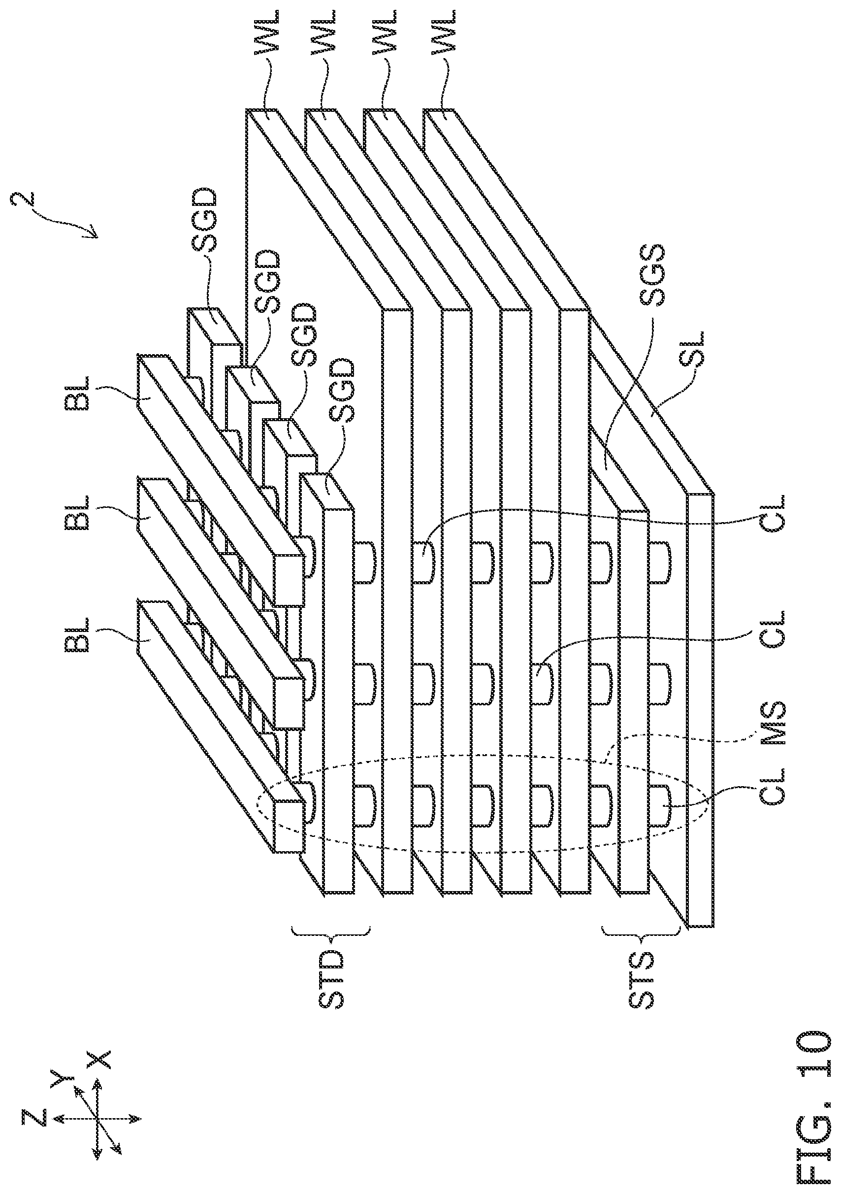 Patent US12317500 Figure 10 – Semiconductor memory device having a contact plug electrically connected to an interconnection through a narrower via