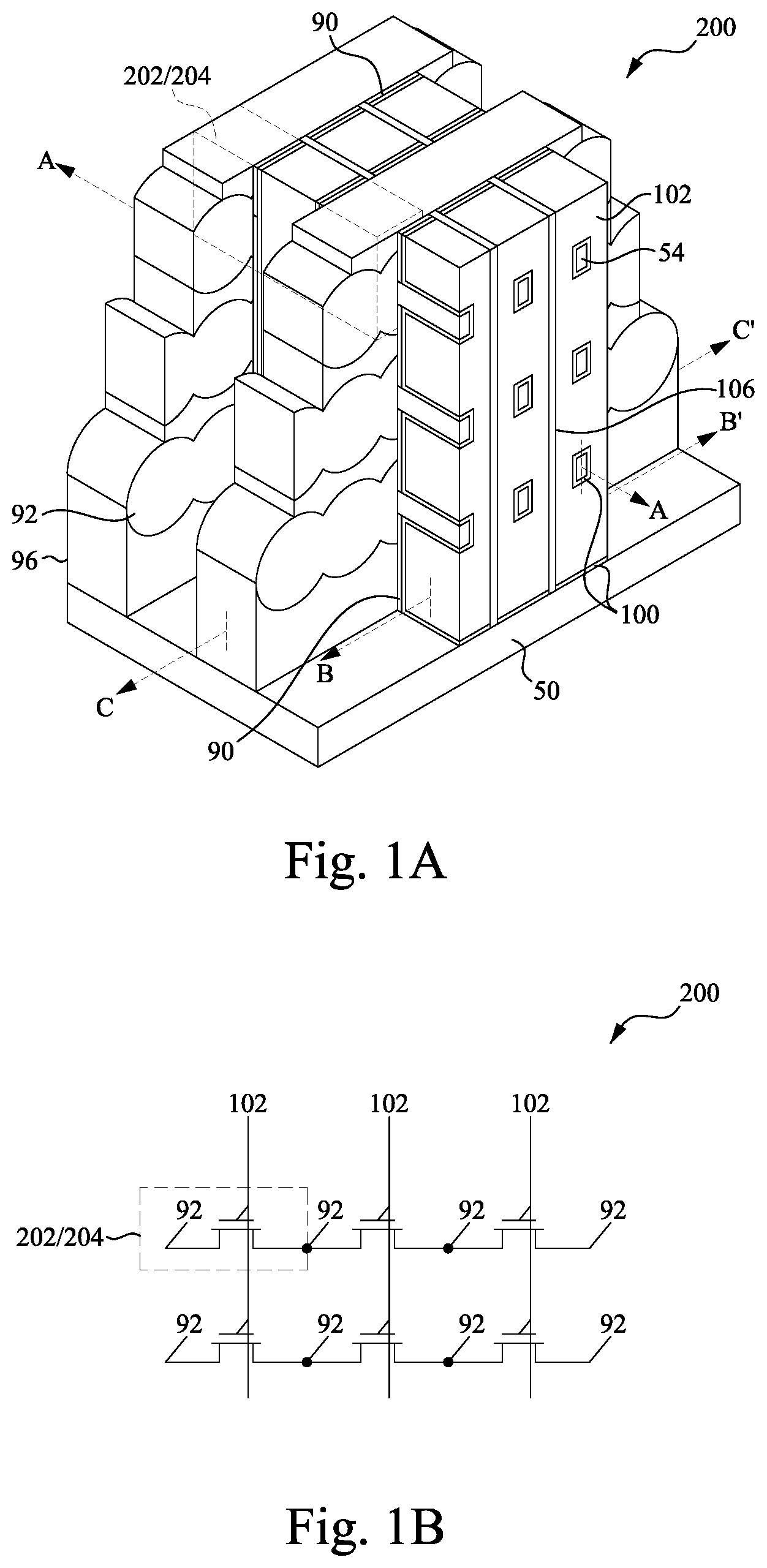 Patent US12317505 Figure 1 – Memory array including epitaxial source lines and bit lines