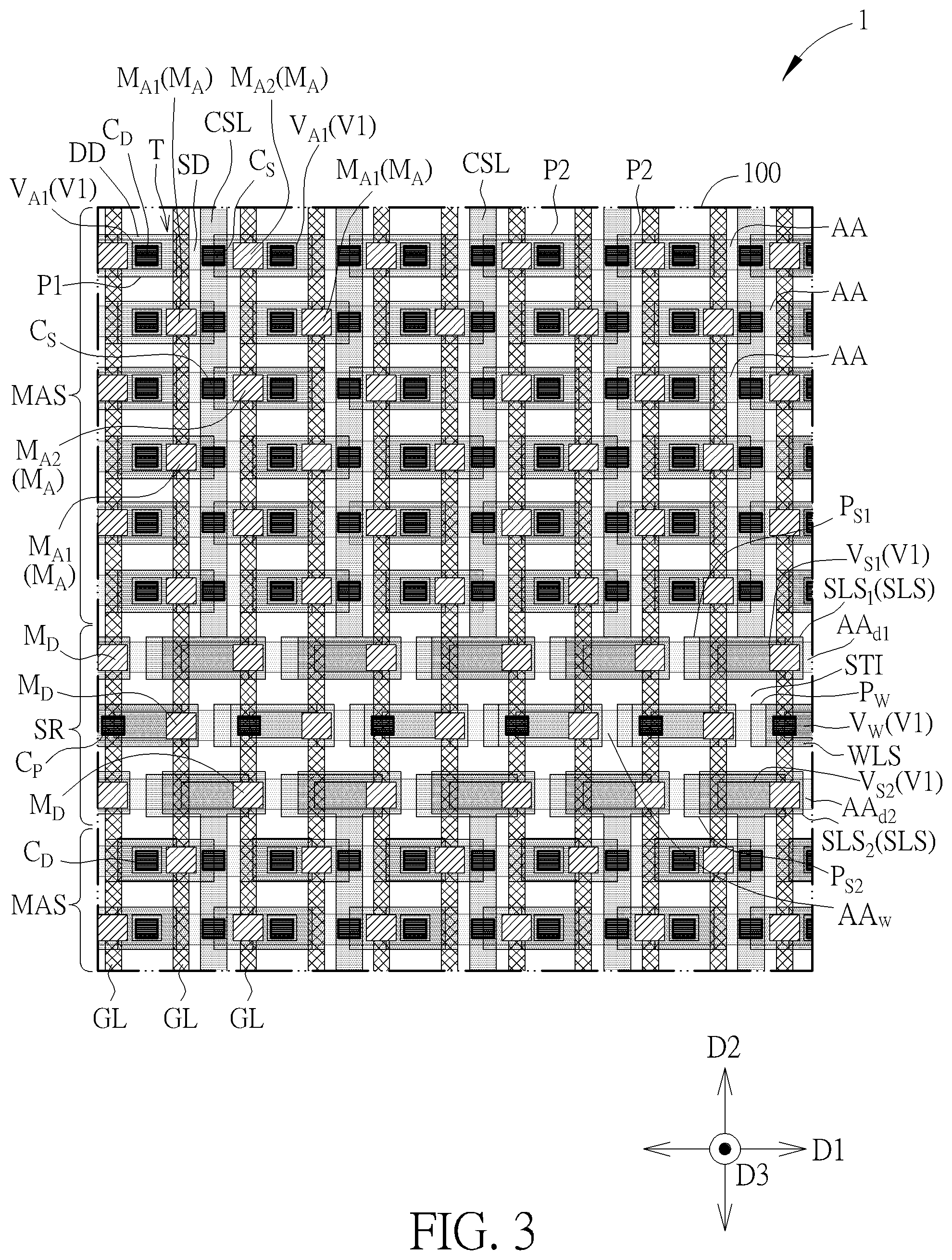 Patent US12317510 Figure 3 – Memory array