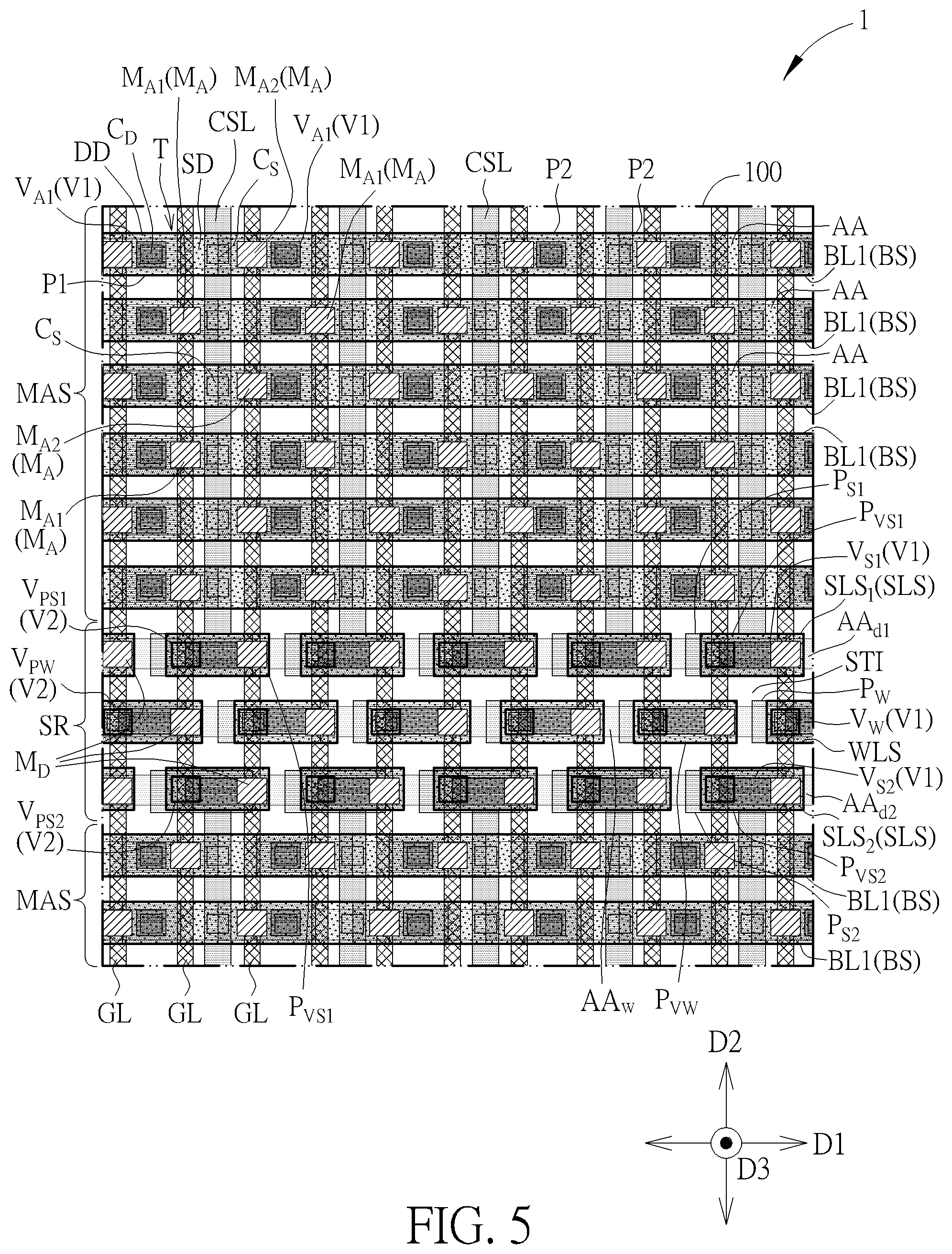 Patent US12317510 Figure 5 – Memory array