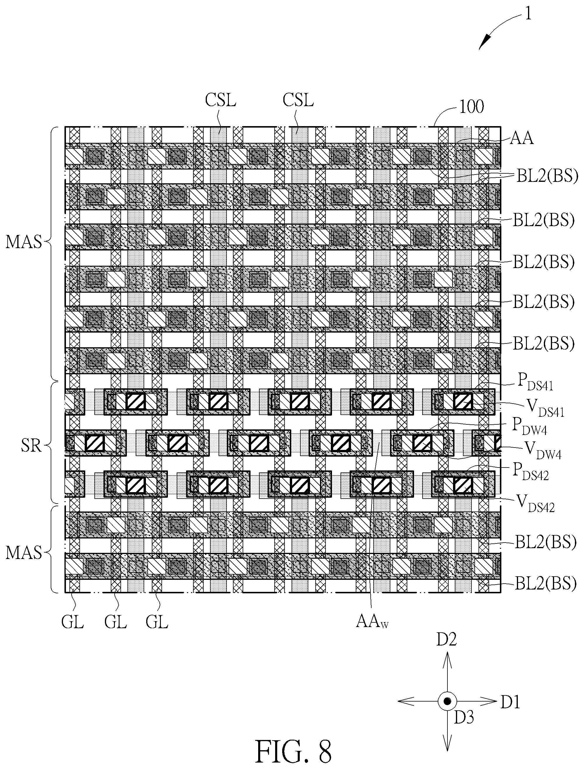 Patent US12317510 Figure 8 – Memory array