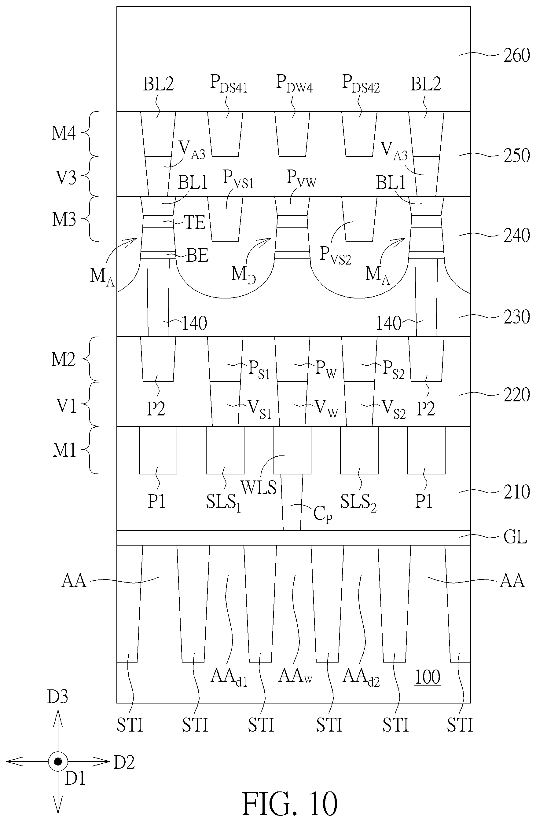 Patent US12317510 Figure 10 – Memory array