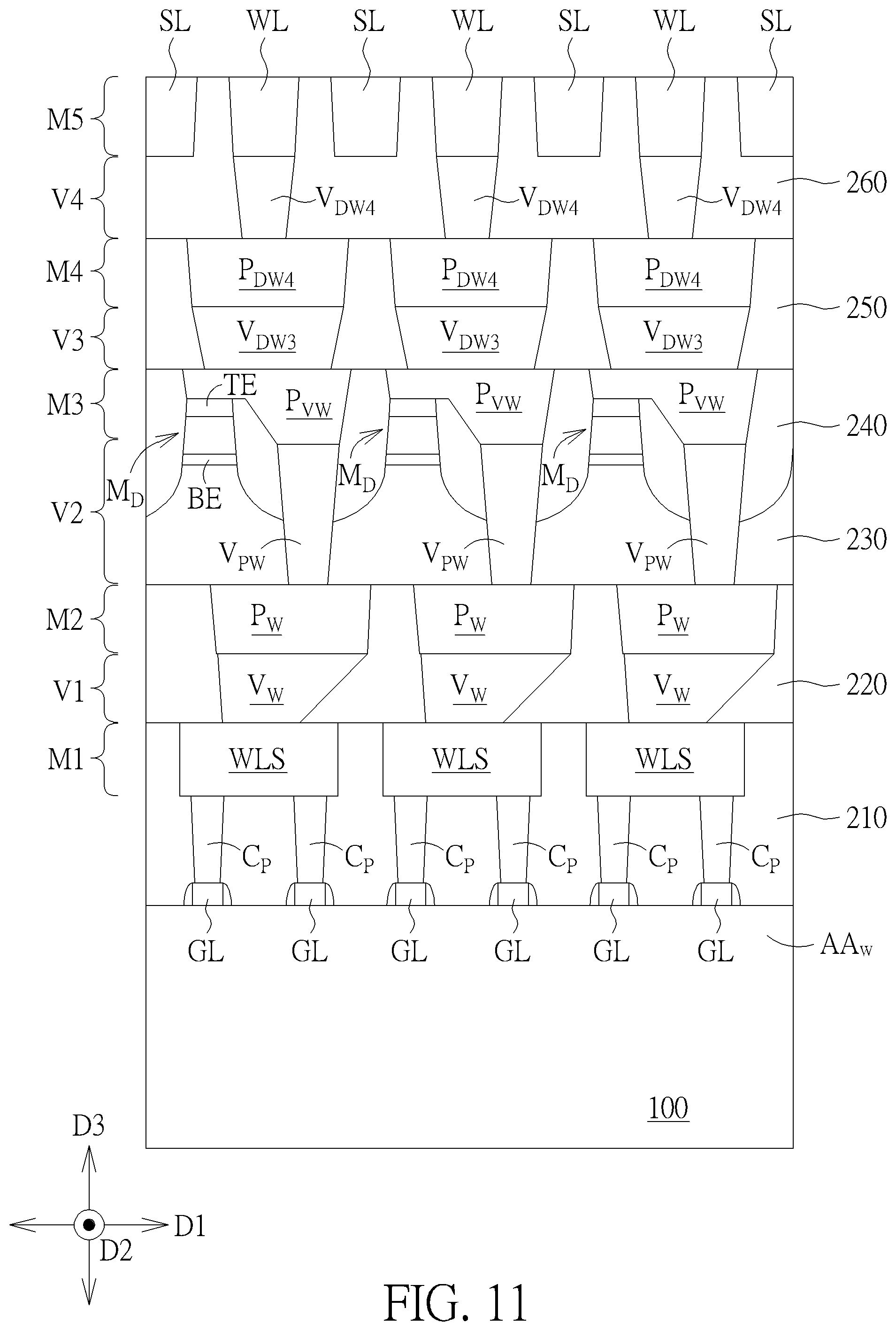Patent US12317510 Figure 11 – Memory array