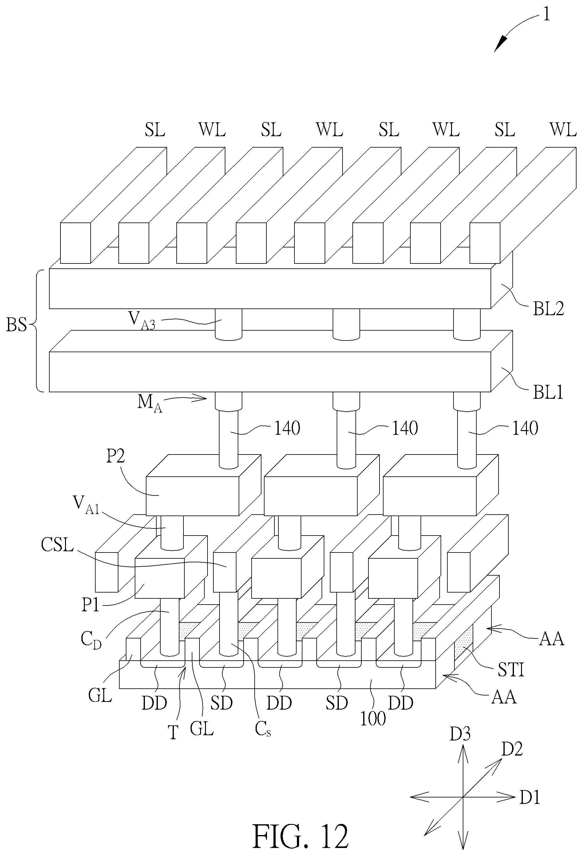 Patent US12317510 Figure 12 – Memory array