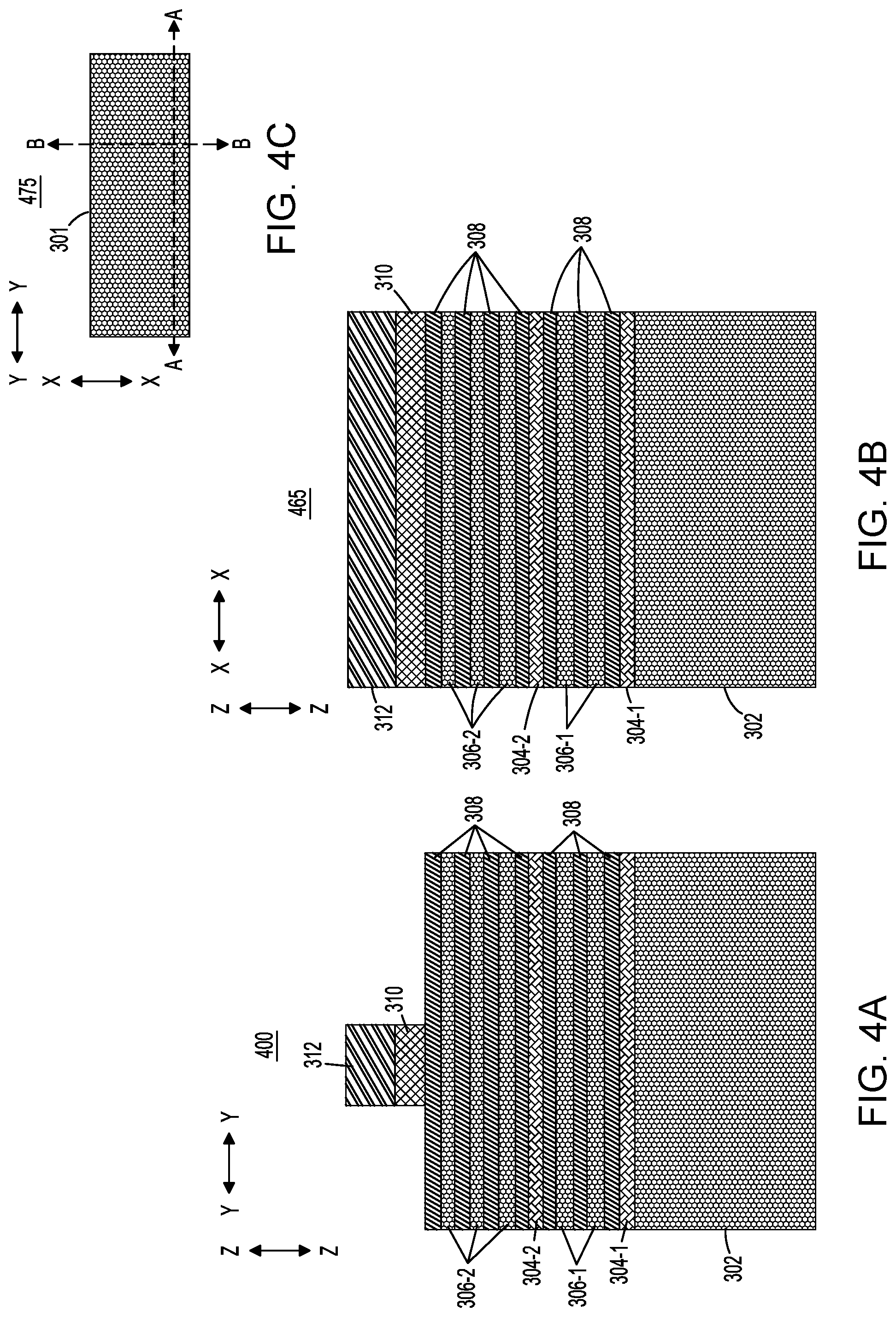 Patent US12317514 Figure 4 – Resistive random-access memory structures with stacked transistors