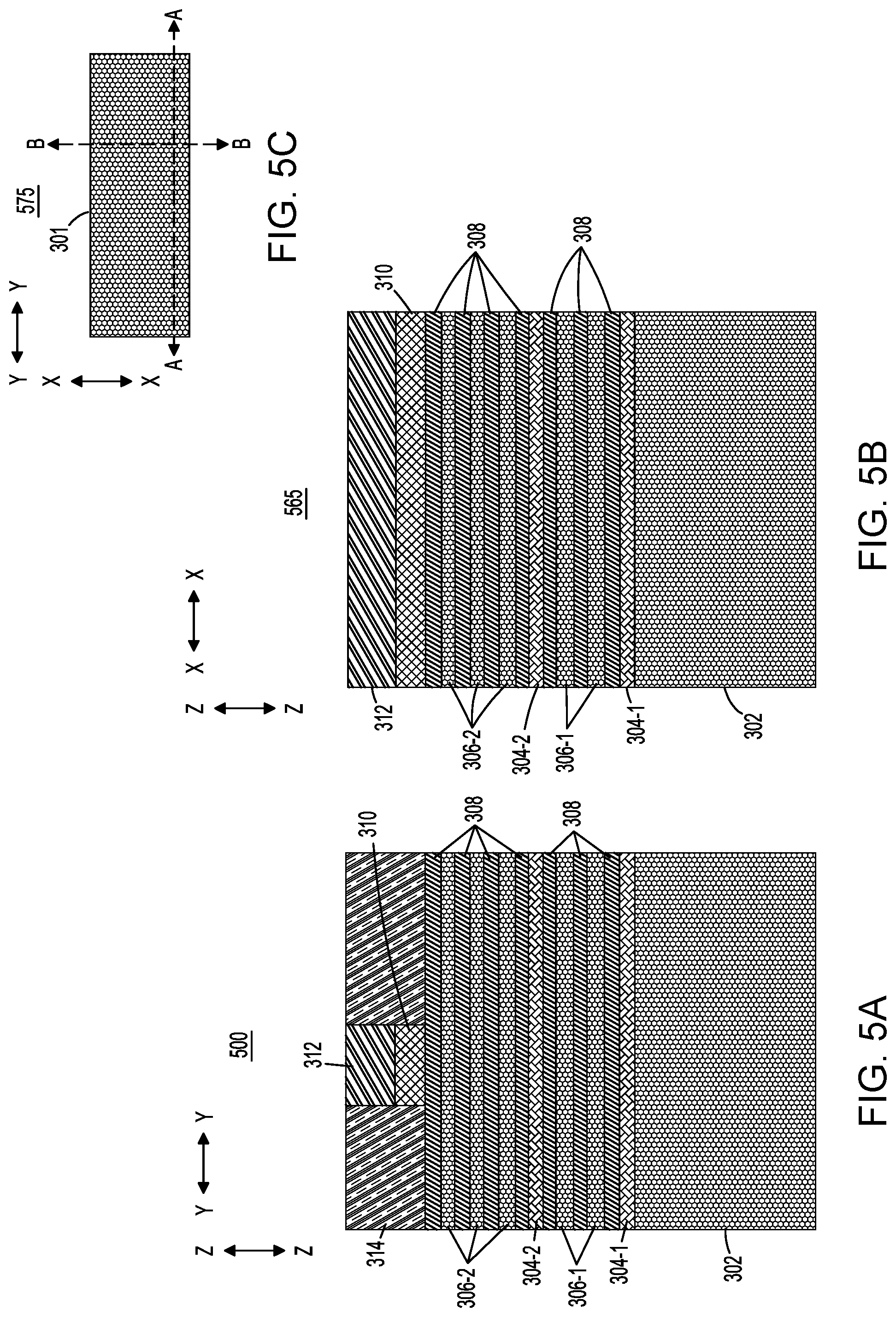 Patent US12317514 Figure 5 – Resistive random-access memory structures with stacked transistors