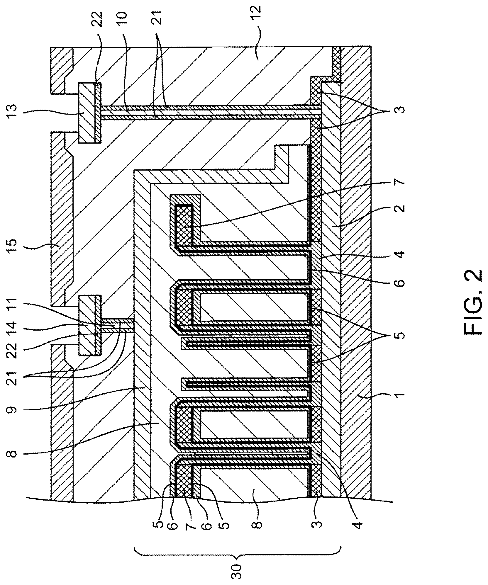 Patent US12317521 Figure 2 – Capacitor device and manufacturing method therefor