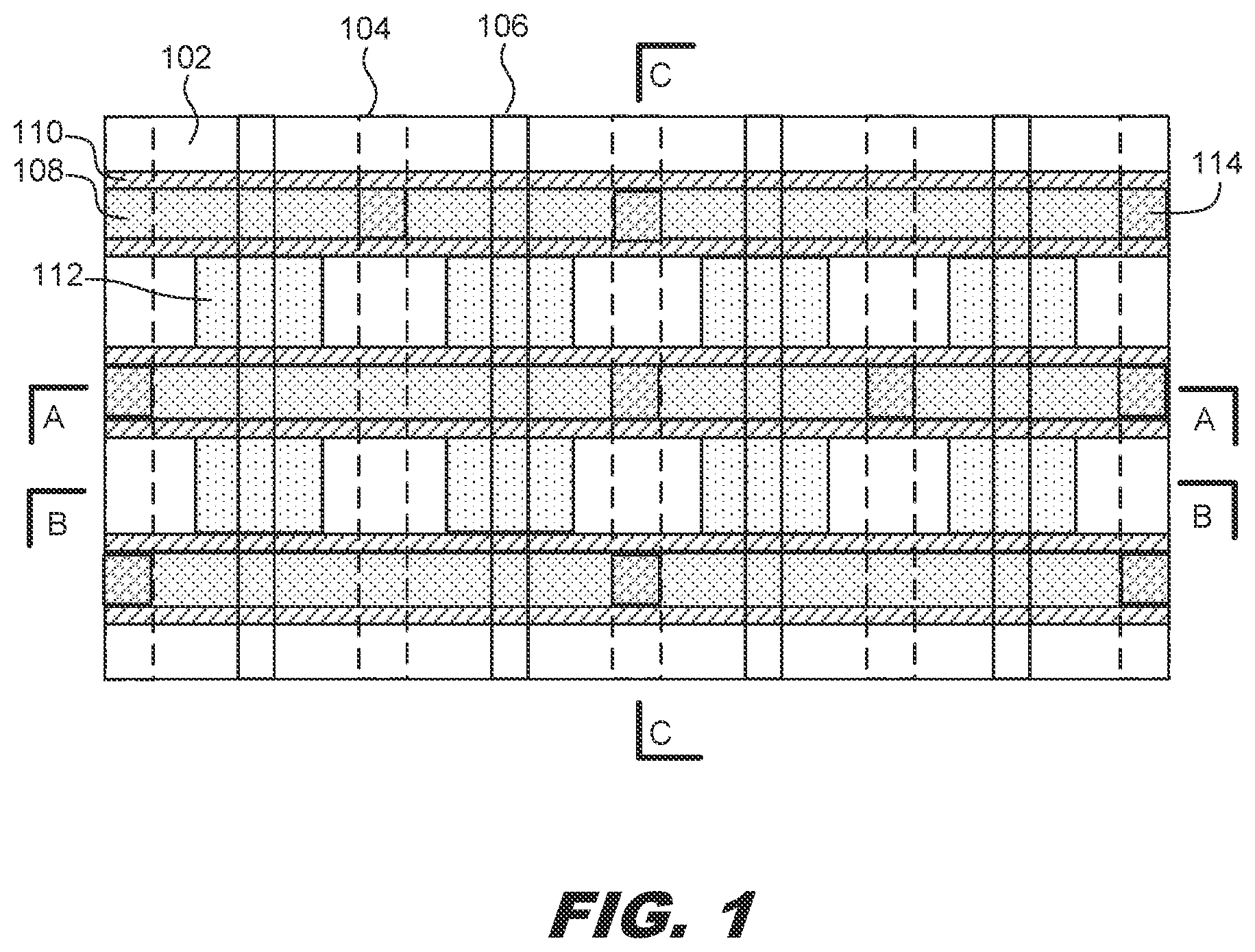 Patent US12317549 Figure 1 – Dielectric fin structures with varying height